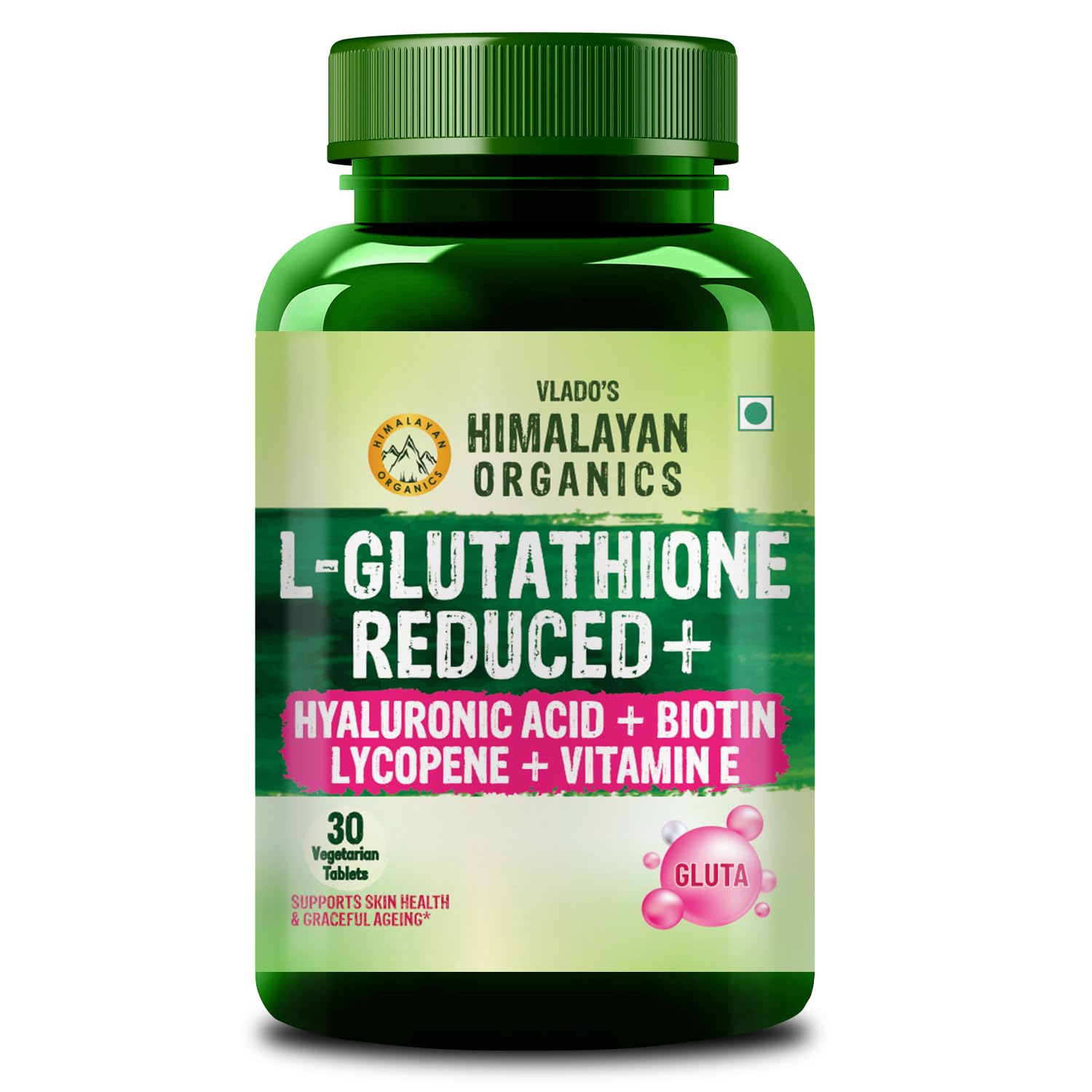 Vlado's Himalayan Organics Japanese L Glutathione Tablets Reduced (98%)  with Hyaluronic Acid Vitamin E +