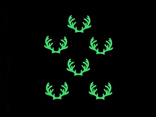 DEER BUCK ANTLERS ~ Glow In The Dark Bright Glowing Waterproof Vinyl Sticker Decals ~ Set of 6 ~ for Cell Vehicle Wall Car Seat Work I Mobile Phone