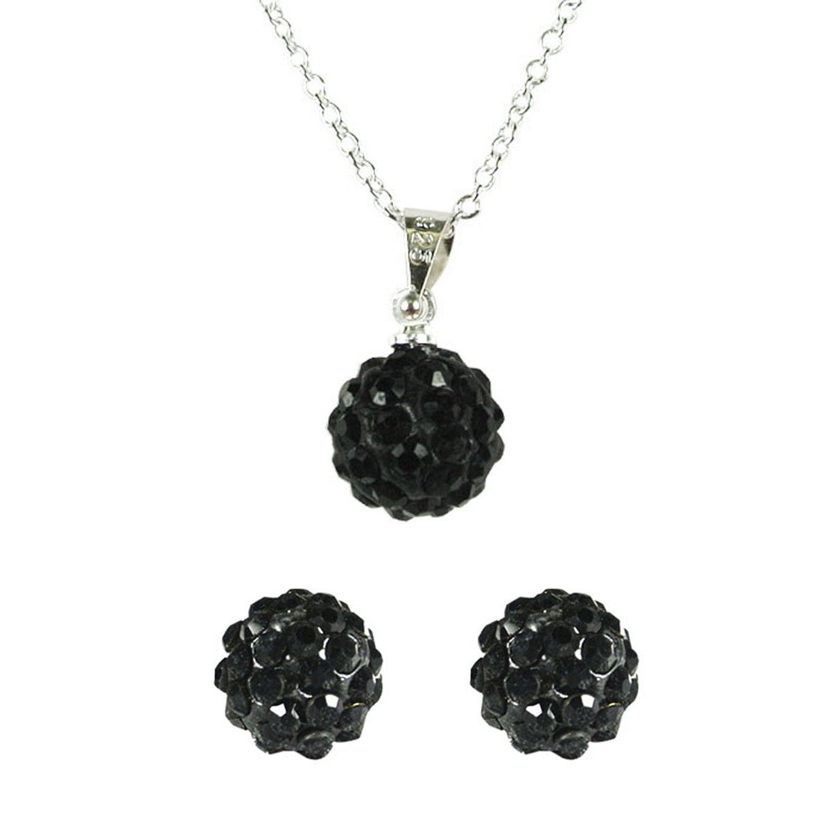 Wrapables Crystal Disco Ball Pendant Necklace and Stud Earrings Jewelry Set