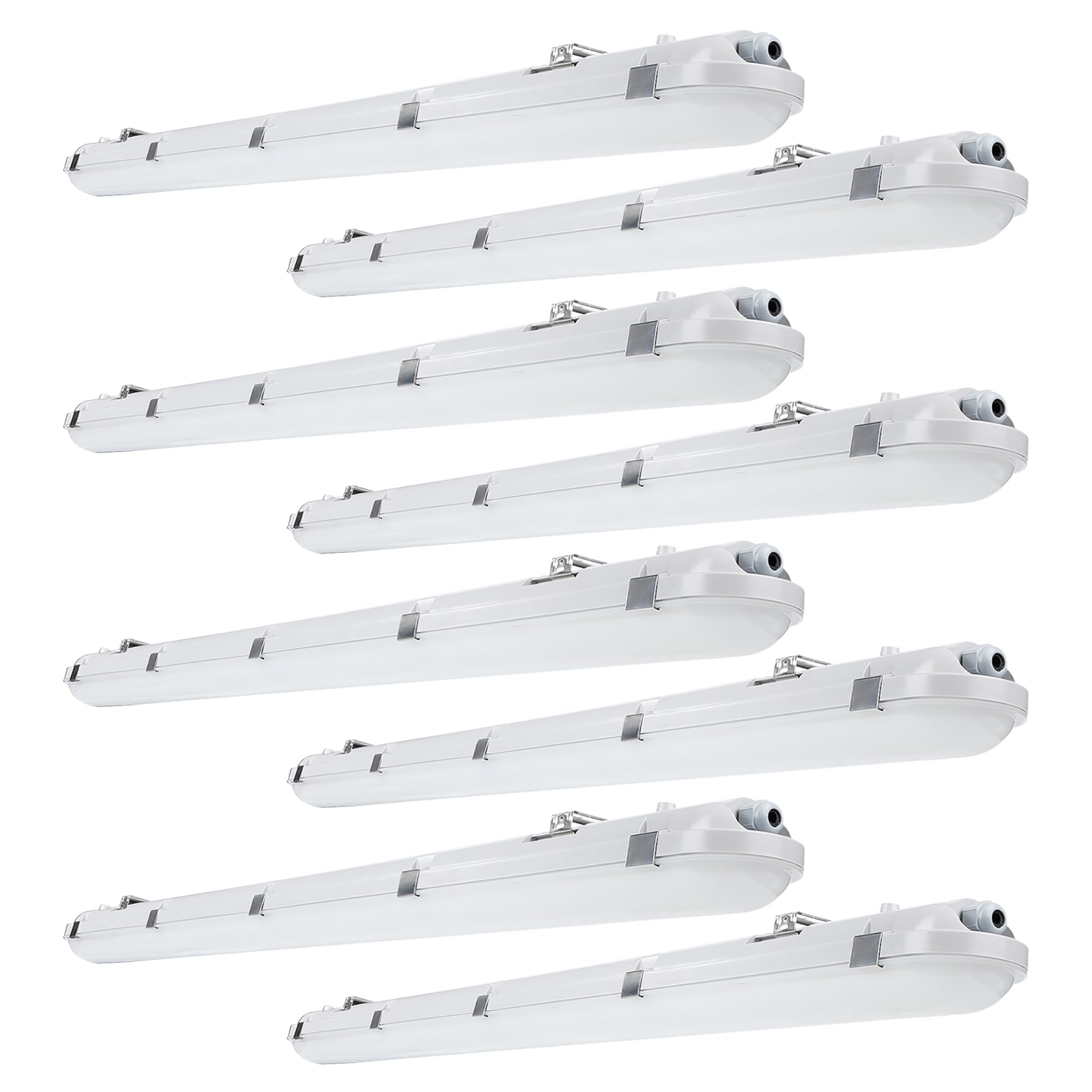 BRILLIHOOD 8-Pack, 4FT LED Vapor Proof Light Fixture, 60W/50W/40W Selectable, 8100LM, 5000K, 100-277V, IP65 Waterproof Shop Light, Indoor Outdoor Vapor Tight Lighting for Garage Car Wash, UL Listed