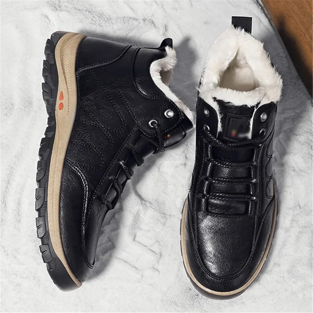 Winter Warm Sneakers Men High Top Plush Waterproof Snow Boots Male Ankle Shoes Comfortable(41 Code)