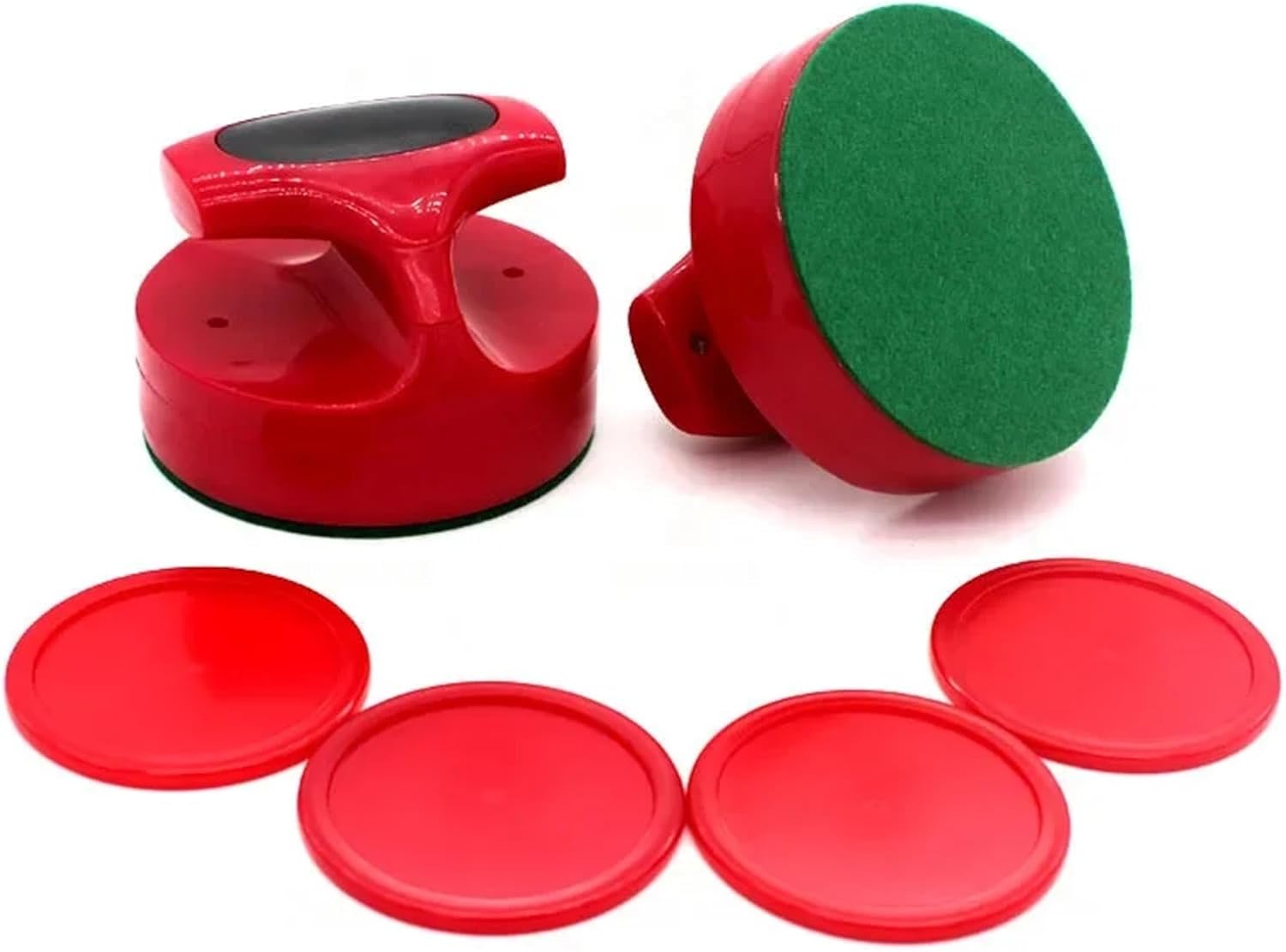 Air Hockey Pucks 5 Set 94MM Plastic Air Hockey Push Handle with 4 Pucks Slider Pusher Replacement Set for Game Tables Accessories