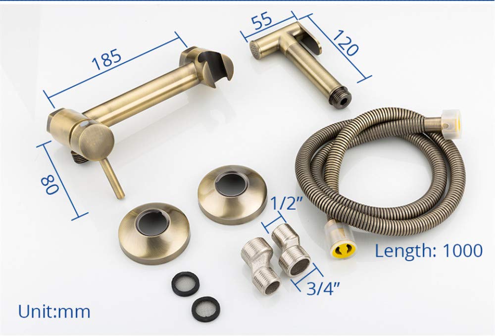 Bidé, cabezal de ducha, ducha higiénica, rociador de limpieza, limpieza en caliente y amp; mezclador en frío kit de rociador para inodoro ducha bidet grifo, F7503,4, como se muestra
