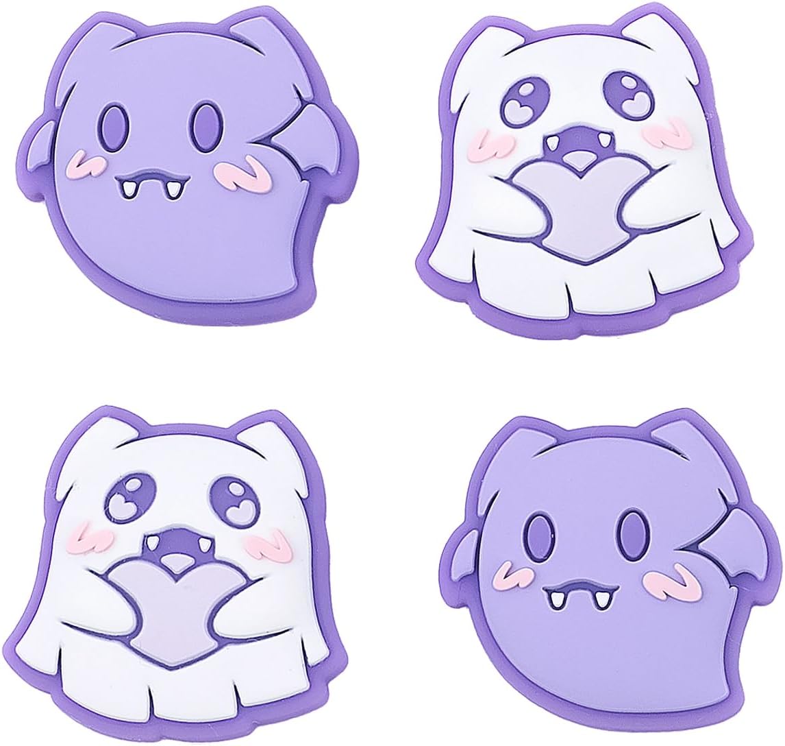 Purple Ghost Thumb Grip Caps for Nintendo Switch | 4PCS Cute Silicone Joystick Cap Compatible with Switch2/OLED/Lite Joy Controller|Halloween Grip Caps