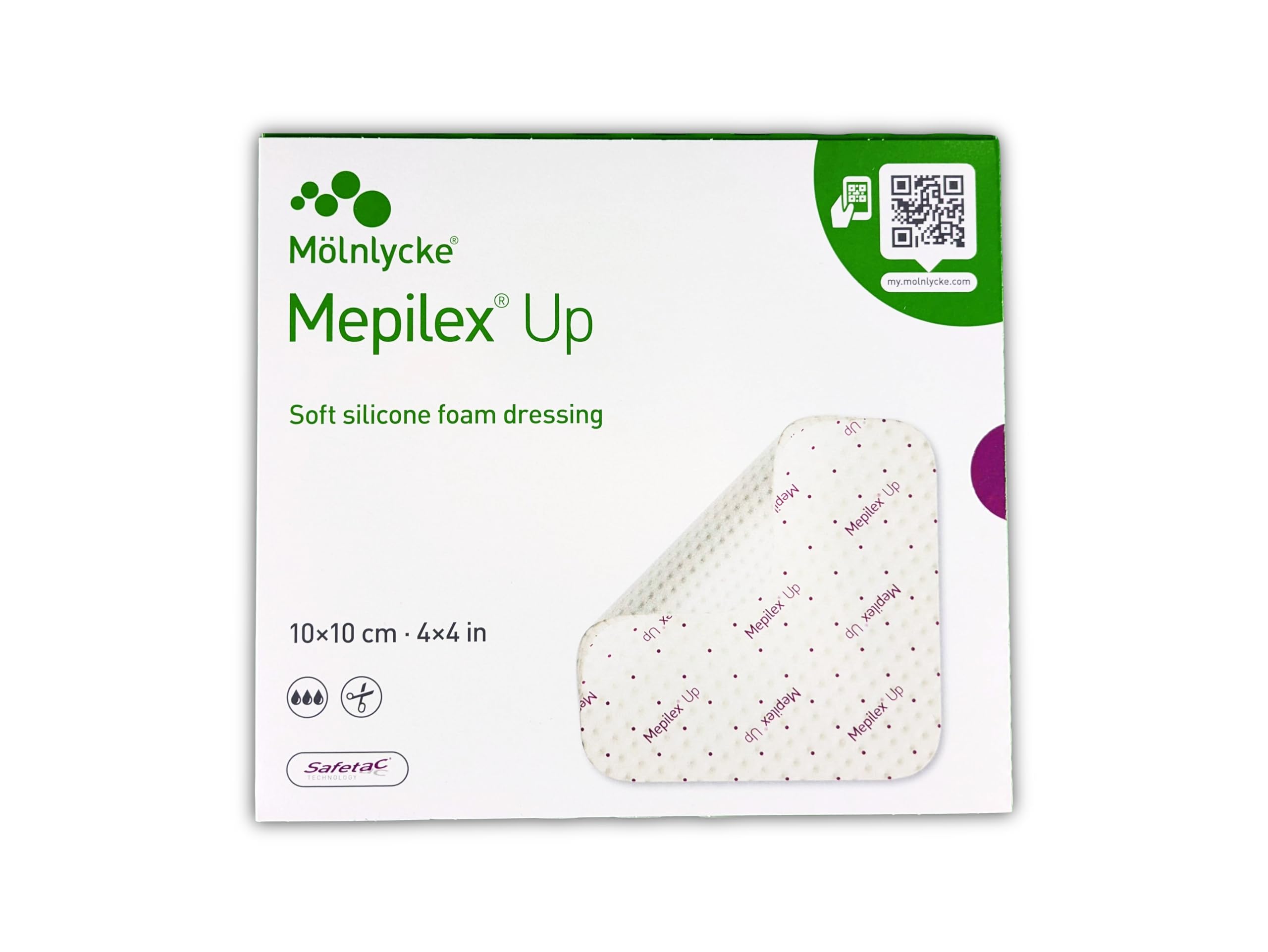 Mölnlycke, Mepilex Up 10 cm x 10 cm, miękki bandaż z pianki silikonowej, 5 szt