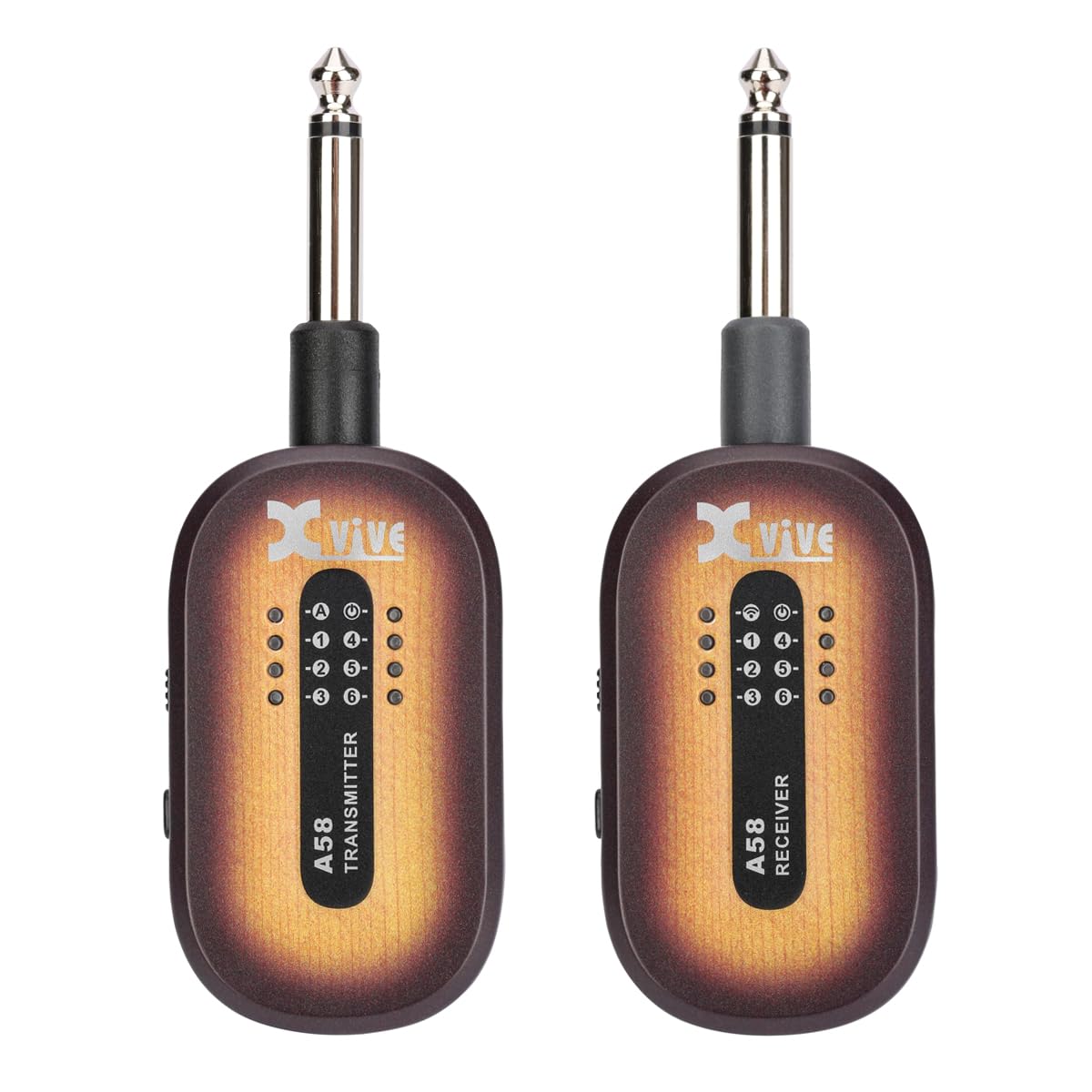 Xvive A58 Wireless Guitar System 5.8G Set with Transmitter and Receiver for Guitar with Active or Passive Pickup(Sunburst)