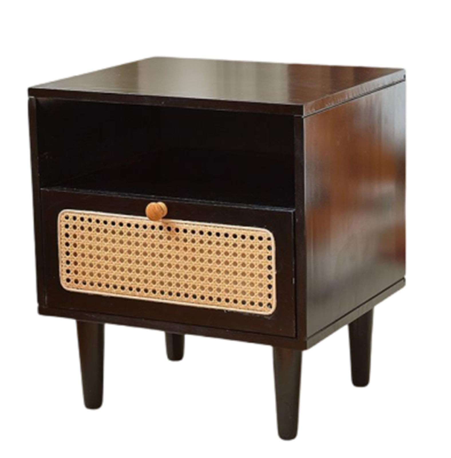 Table de chevet en rotin avec tiroir pour désencombrer et organiser une petite chambre