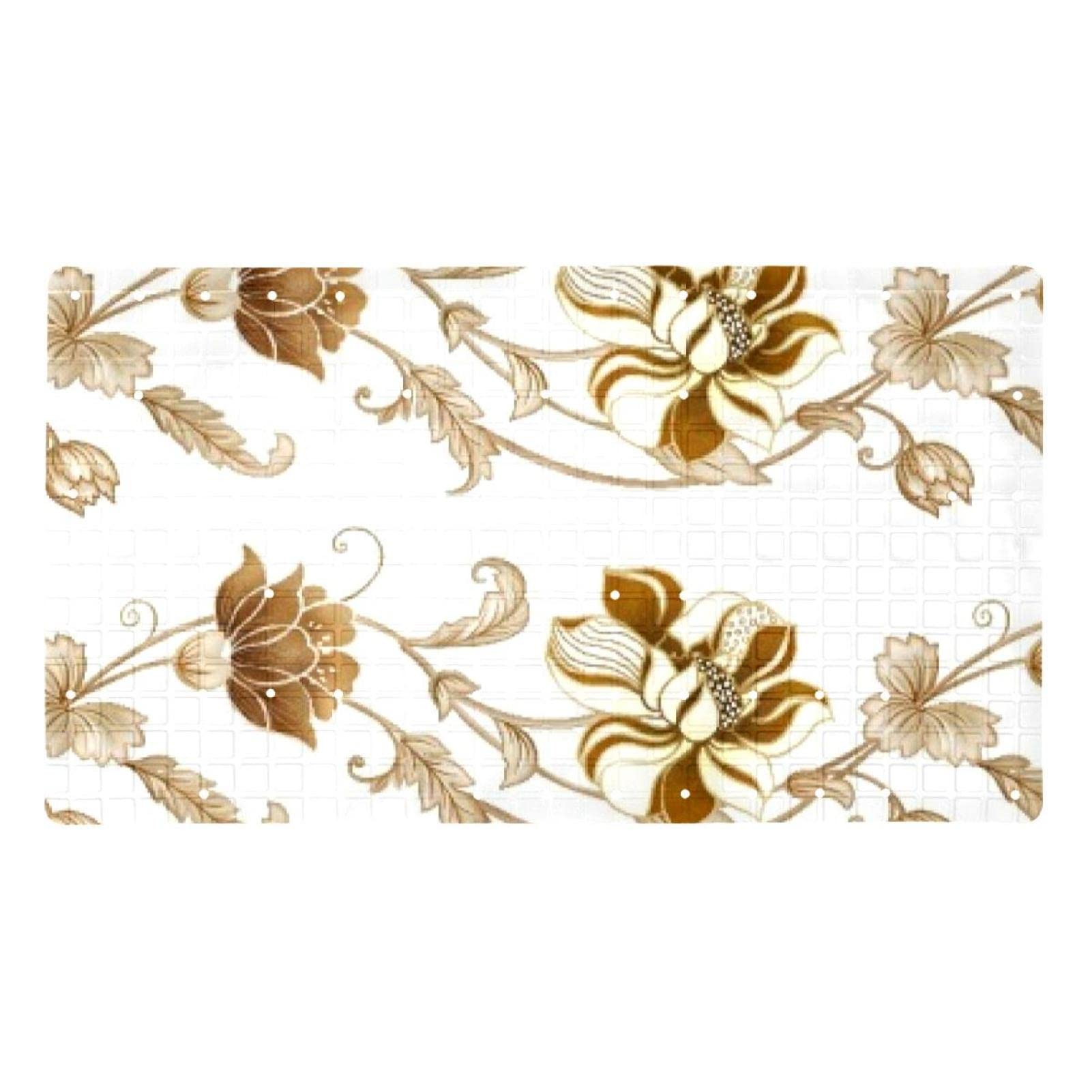 Alfombrillas de baño con textura floral dorada premium, diseño antideslizante para la bañera
