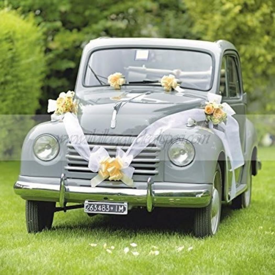 Kit per Auto con coccarde Bianche e Nastro Bianco