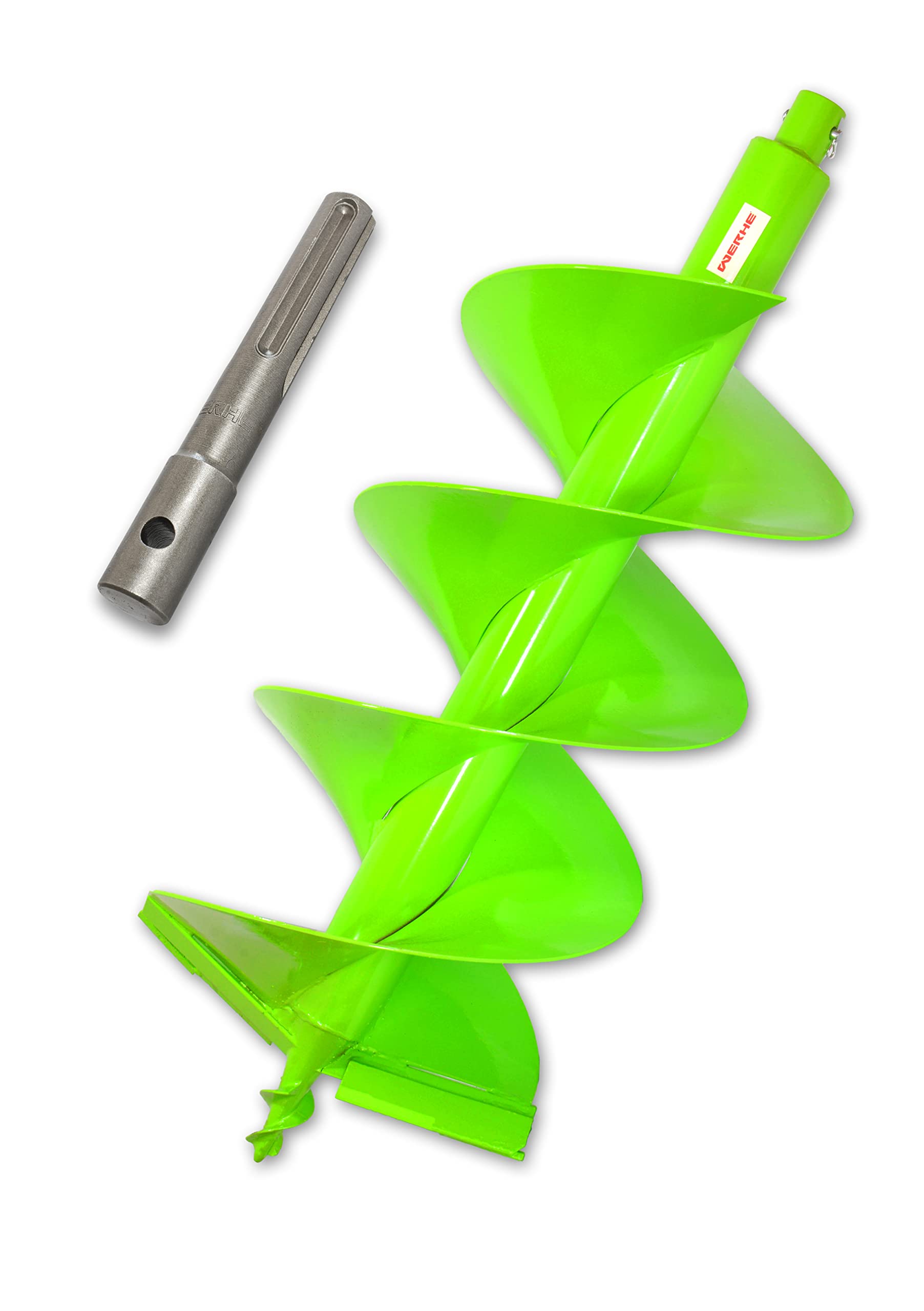 WERHE Erdbohrer 300 mm mit Doppelspirale – Robuster Stahl für harte Böden und tiefe Löcher – SDS Max Adapter inklusive – Ideal für Zaunbau und Baumpflanzung