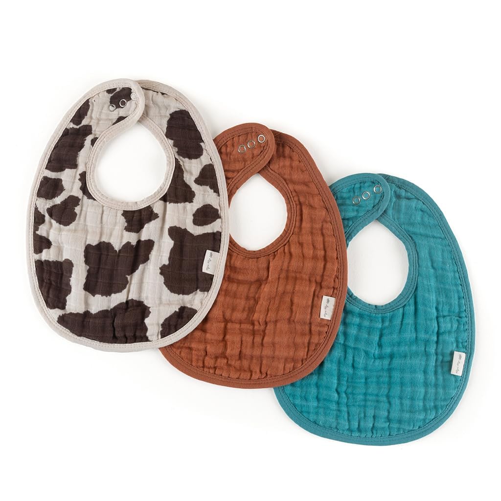 Itzy Ritzy Baby Muslin Bibs Set of 3, Soft Cotton Dribble Bibs with Adjustable Closure