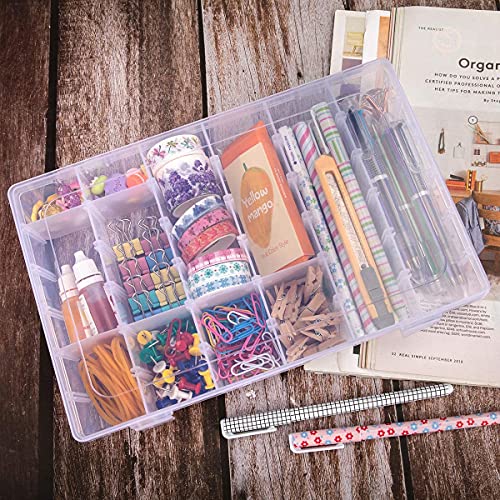Uoony 3 Pack 36 Grids Plastic Organizer Box Craft Storage With Adjustable Dividers, Bead Organizer Container For Earrings Fishing Tackles Crafts Jewelry Thread With 400Pcs Label Stickers #TOP5