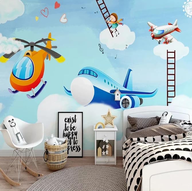 Photo murale 3D papier peint bleu ciel pour décoration murale chambre garçon