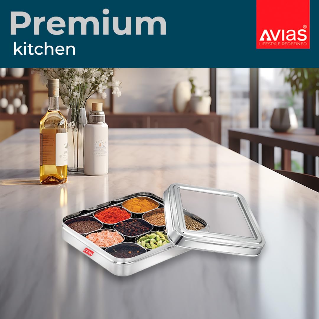 AVIAS Stainless Steel Spice Box - 9 Containers -7 AVIAS Stainless Steel Spice Box - 9 Containers -7