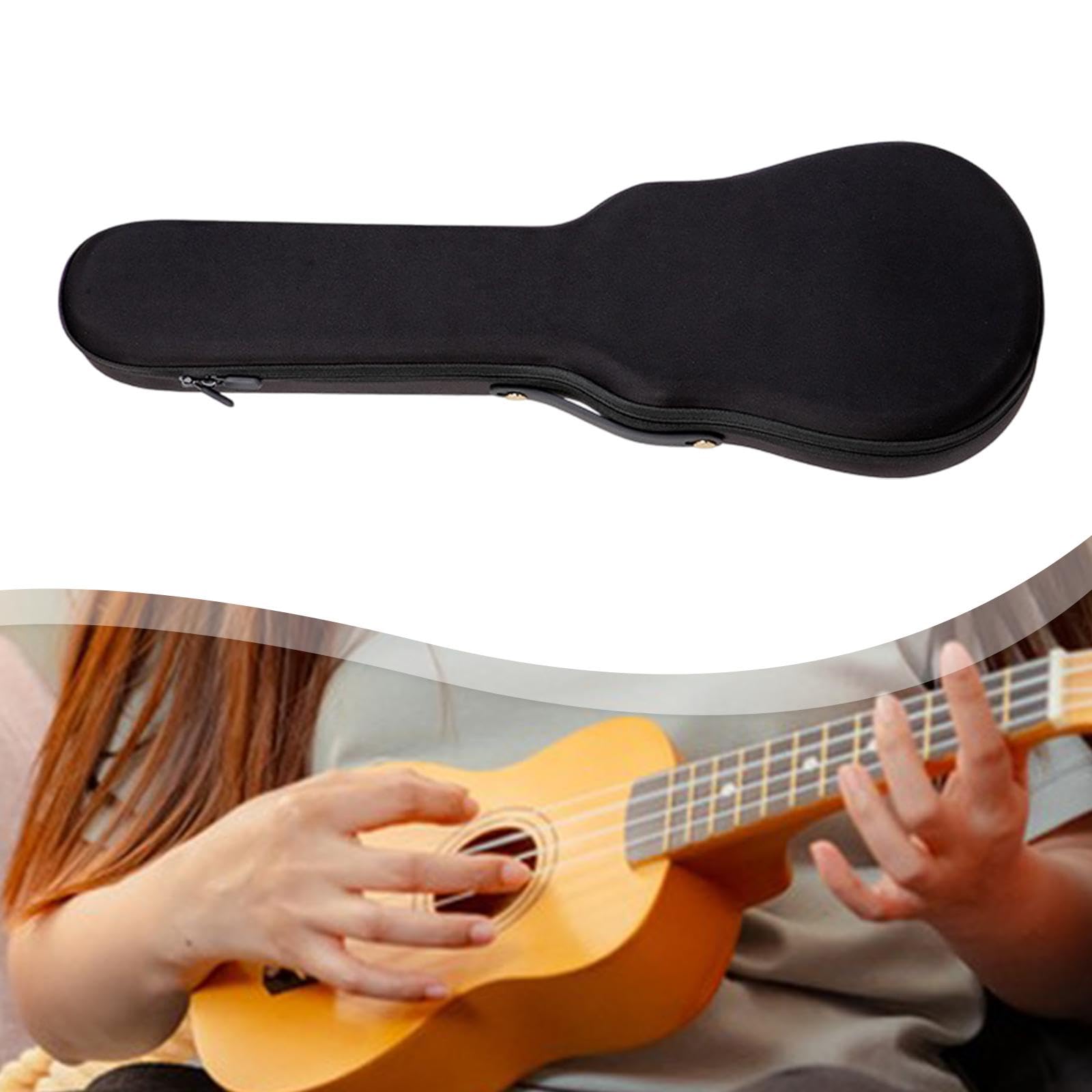 Ukulele Estuche de Transporte Impermeable con Espuma Gruesa Funda Segura Y Correa de Hombro Suave Adecuada para Familias Presentaciones Traslados, Negro