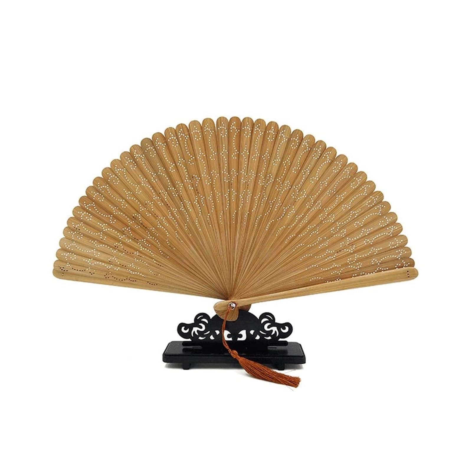 WDCDYQDH Folding Fans Hand Held Fan For Women Chinese With Tassels Wedding Vintage Decorative(navy (a)) (brown (a) One Size)