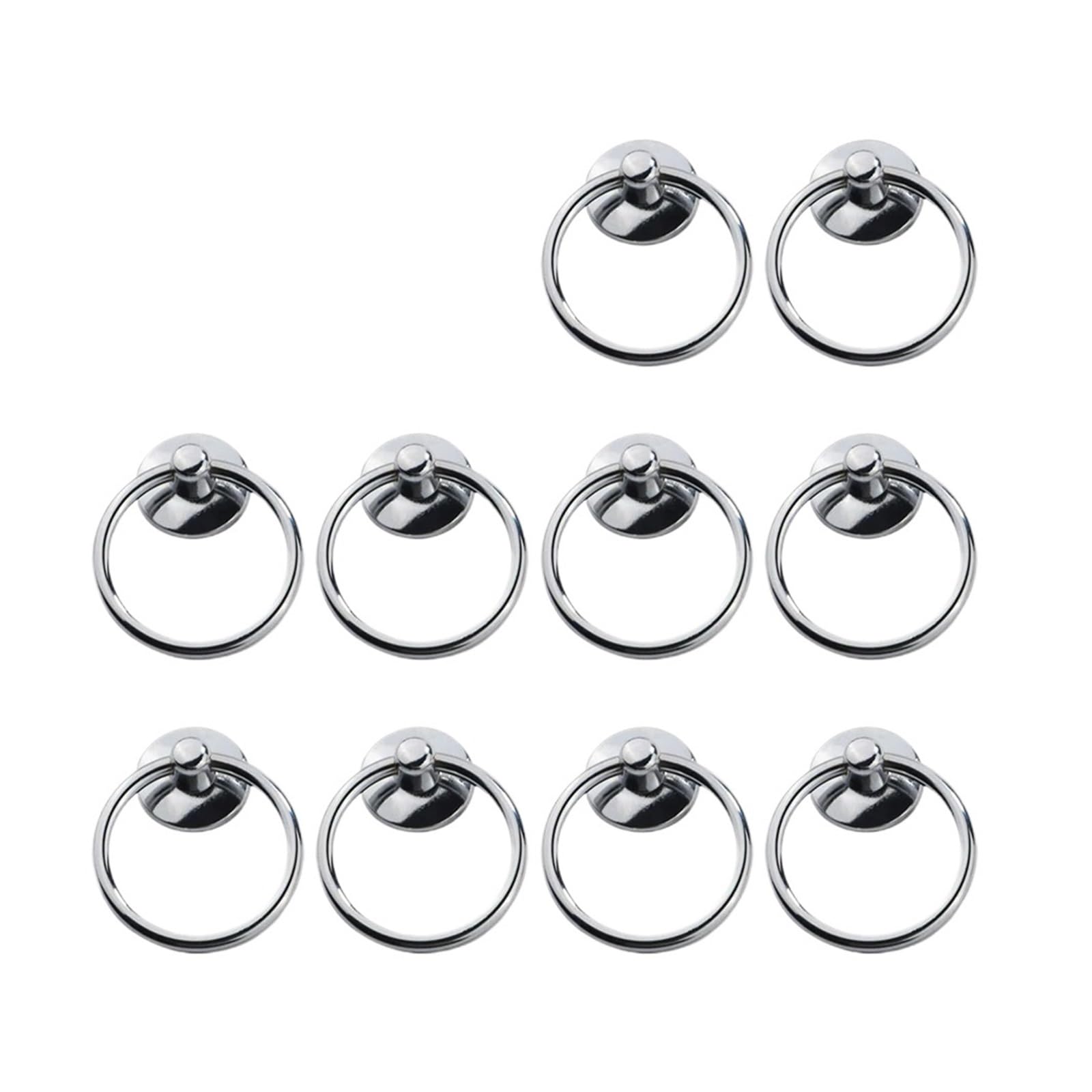 ZHSOAO 10Pc Vintage Round Ring Furniture Door Pull Handle Alloy Cabinet Dresser Drawer Knobs Cupboard for Jewelry Box for Drawers(Chrome)