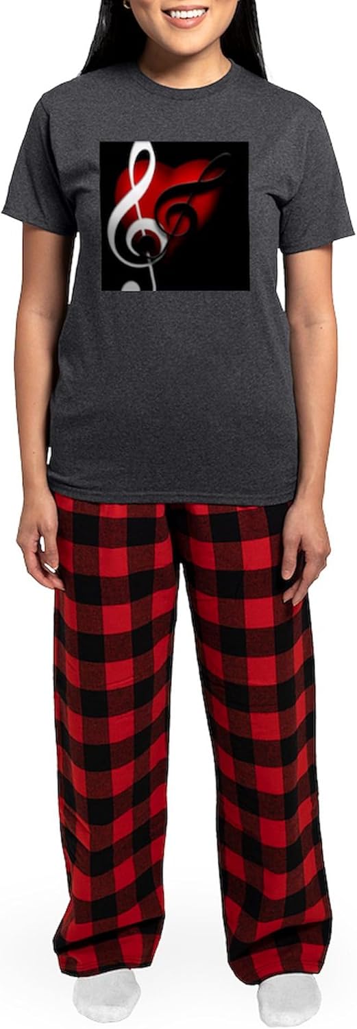 CafePress Heartandclefs Women's Charcoal Novelty Pajama Set