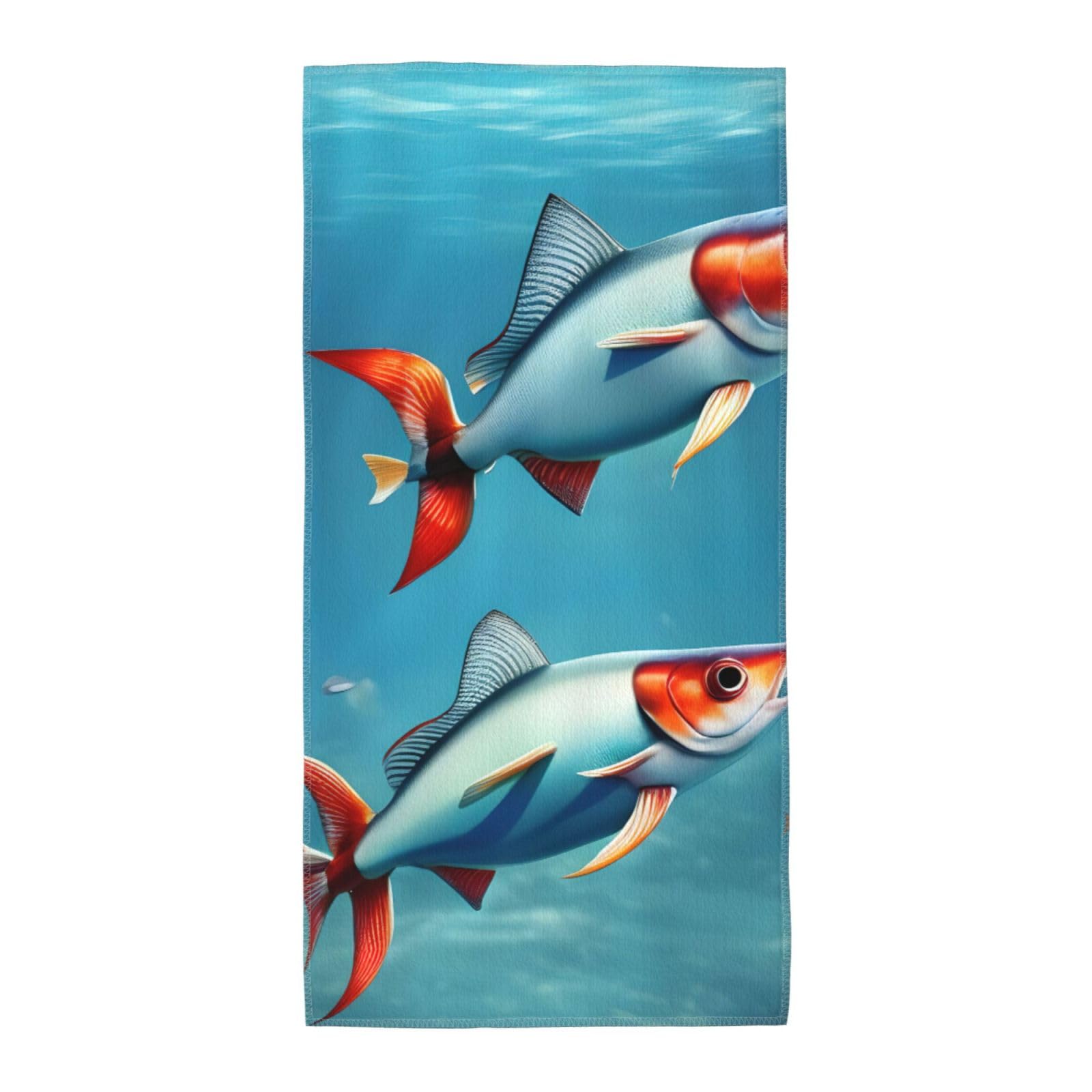 JBJGKHLP Flying Fish In The Ocean Print Adults Extra Long Beach Towel Soft Absorbent Quick-Dry Gym Swimming Running Yoga