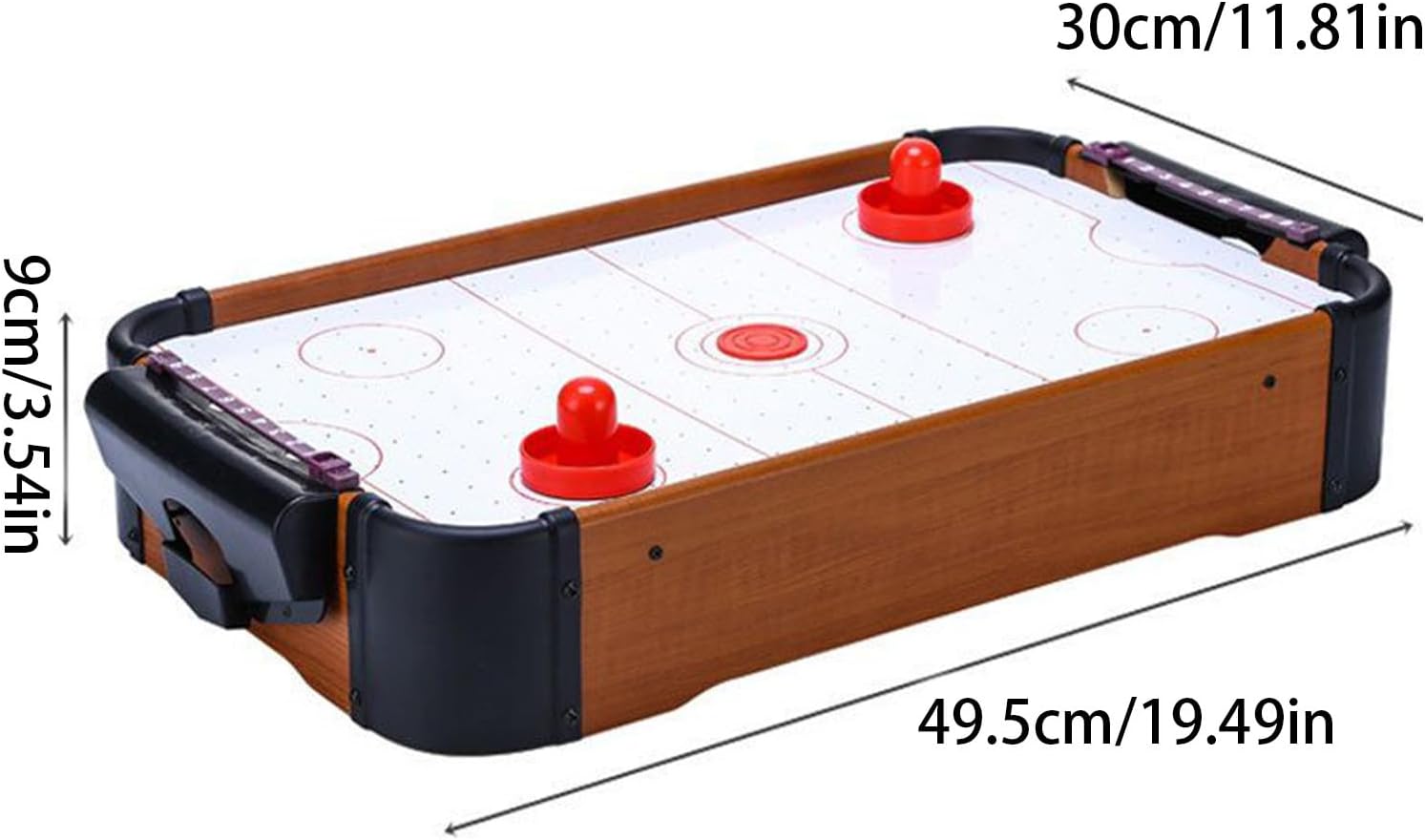 Table Air Hockey Game - 49.5x30x9cm Two Player Wooden Interactive Toy, Portable Desktop Arcade Sports Set, Family Skill Competition Entertainment | Birthday Christmas NewYear Party Activity for Men Wo