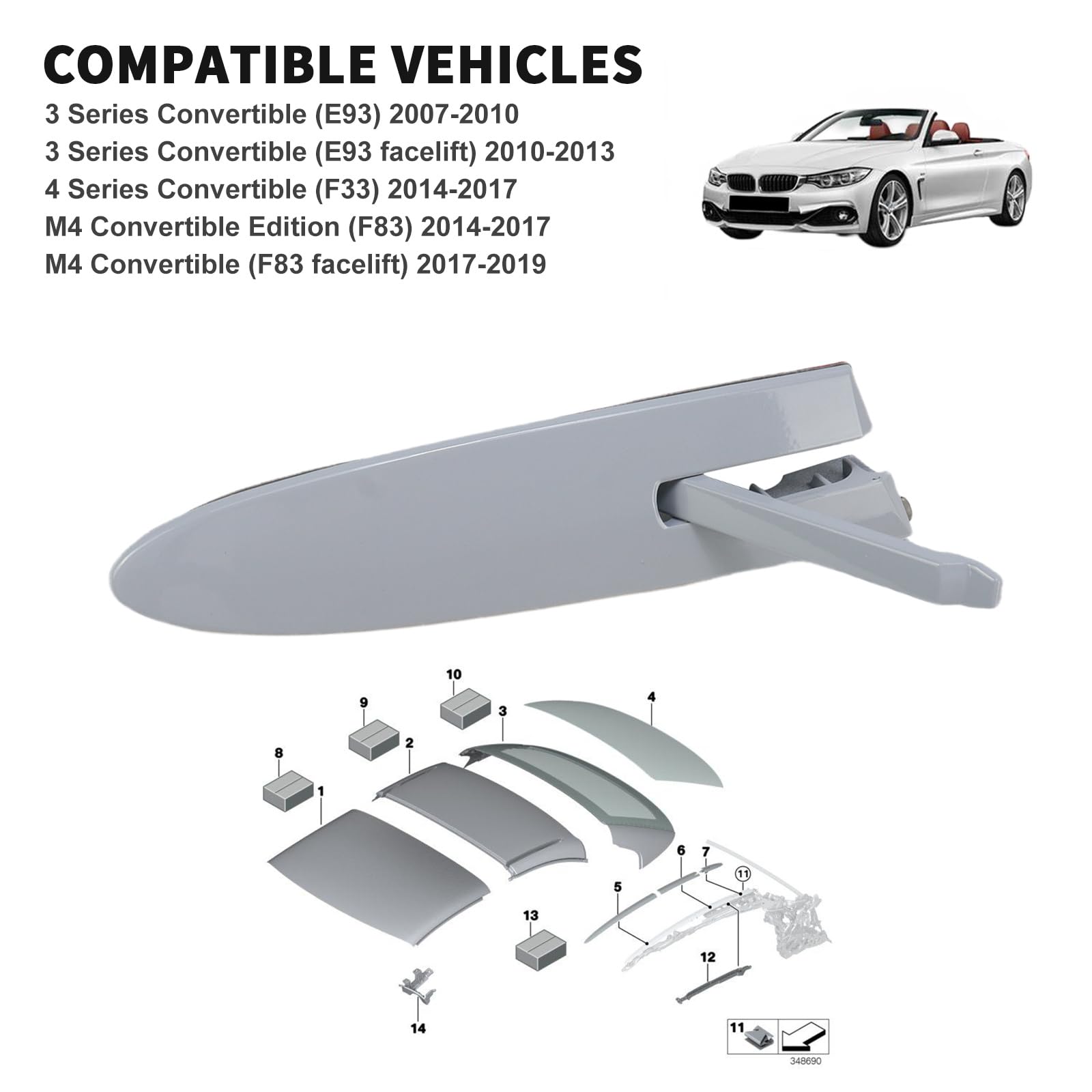 Amazon.com: 54377184047 Convertible Roof Molding Top Hinge