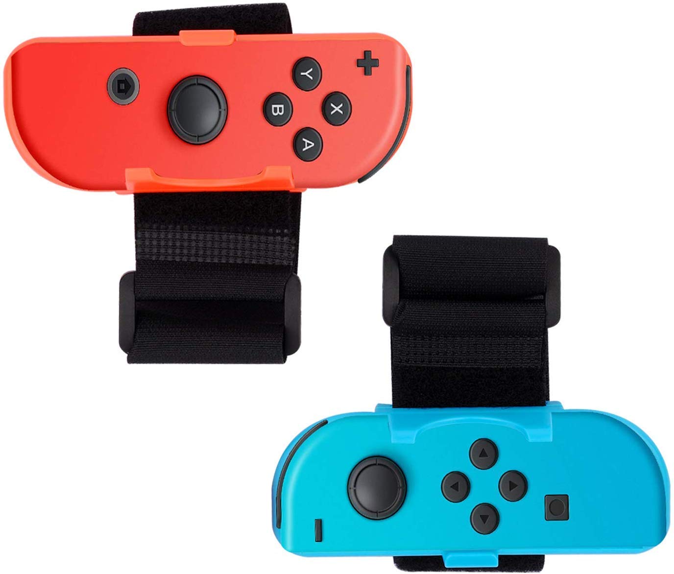 2 Pack Wrist Bands Compatible with Nintendo Switch Joy-Cons Controller, Adjustable Strap for Just Dance Game 2019 Blue and Red