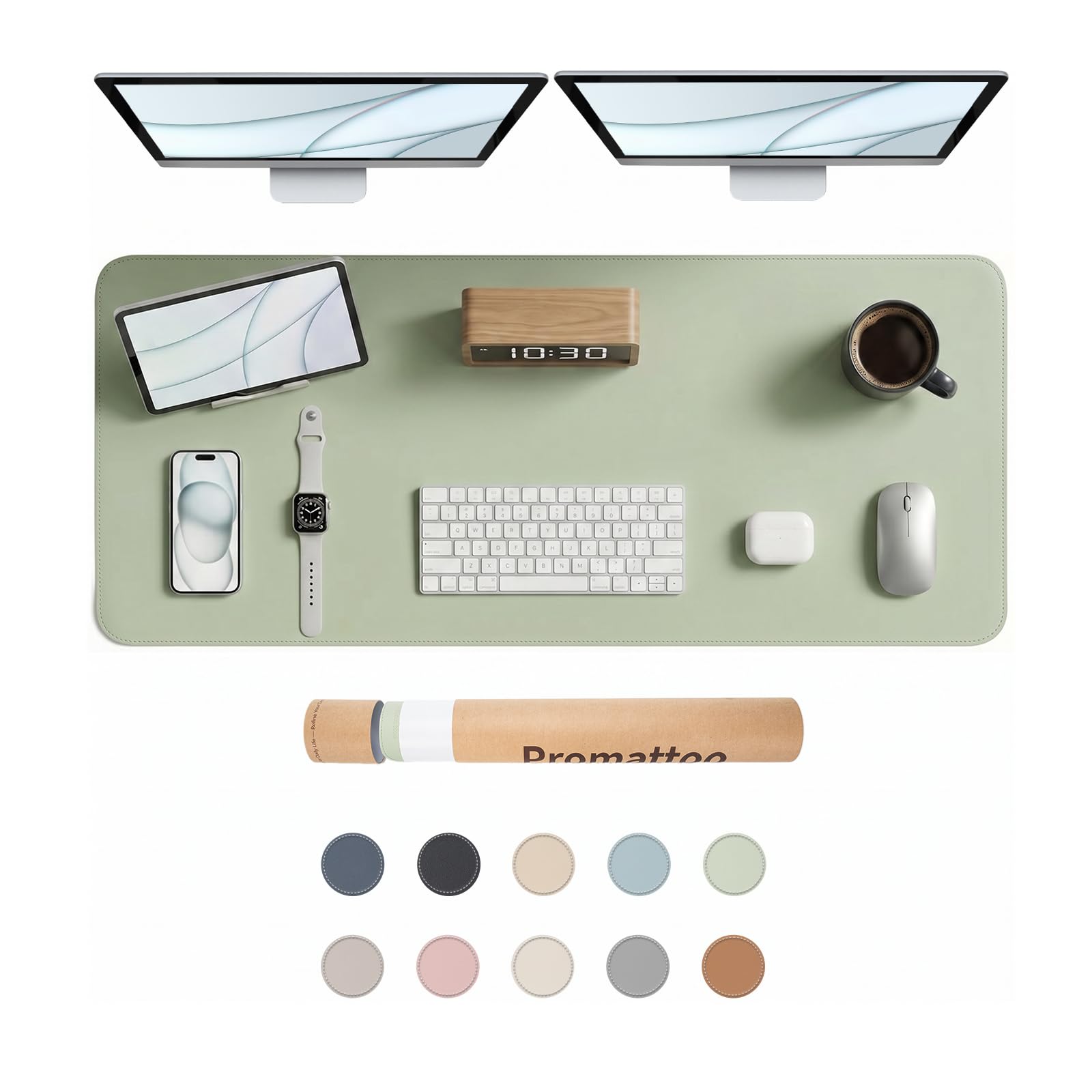 PROMATTOO Large Non-Slip Desk Mat, Waterproof Vegan Leather Desk Pad & Mouse Mat, Extended Desk Protector for Laptop, Office & Home, Smooth Writing Surface with Premium Tube Packaging (120 x 45 cm) — image 1