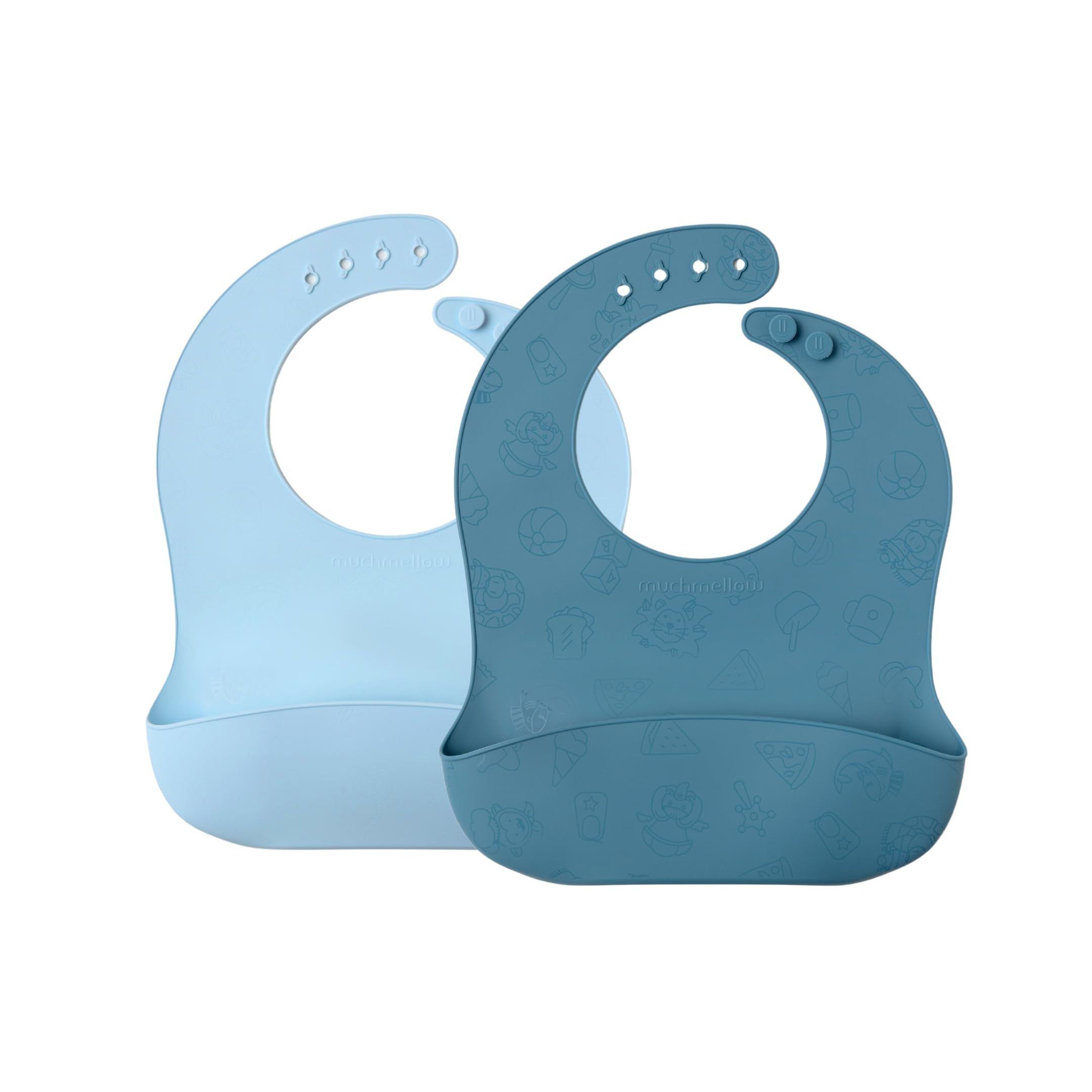 Set Silicone 2 Pezzi Bavaglini Morbidi MADE IN ITALY Tasca Raccoglipappa Impermeabili Antimacchia Regolabili Svezzamento Plastic Free