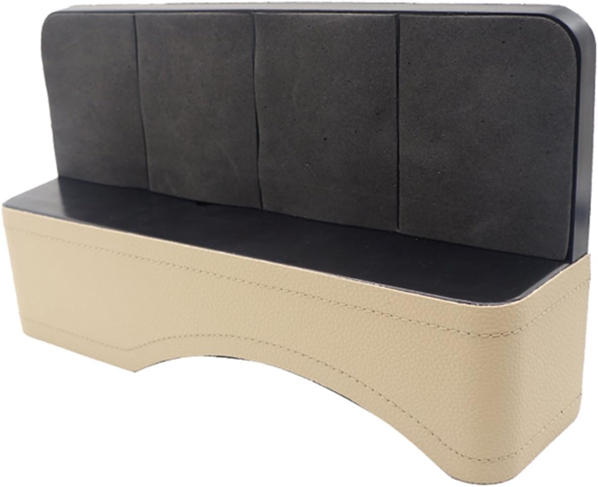 LOCEN PU Leather Console Side Pocket, Car Seat Gap Filler/Organizer/Storage Box (Begie)