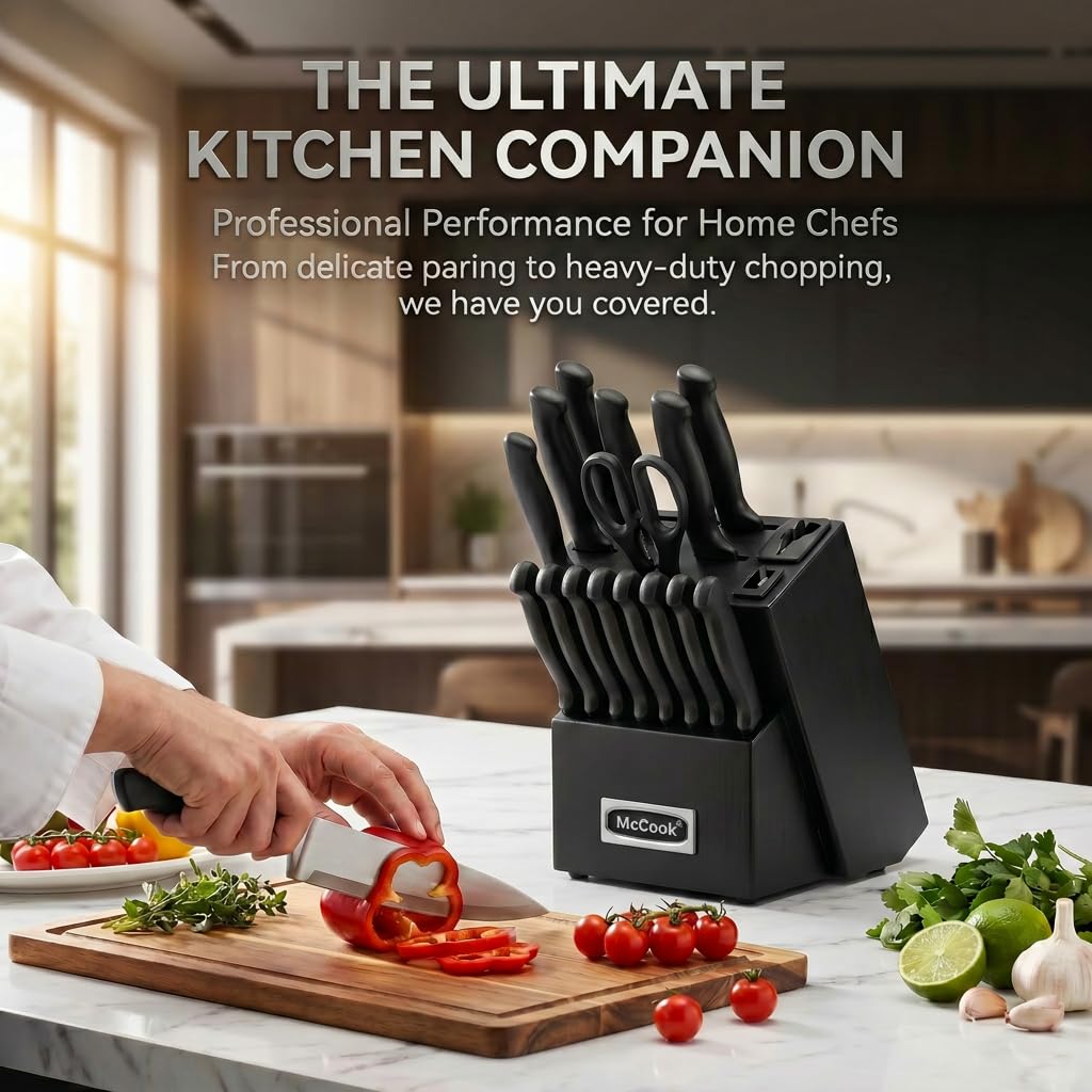Amazon.com: McCook® Premium Black Knife Sets,German Stainless