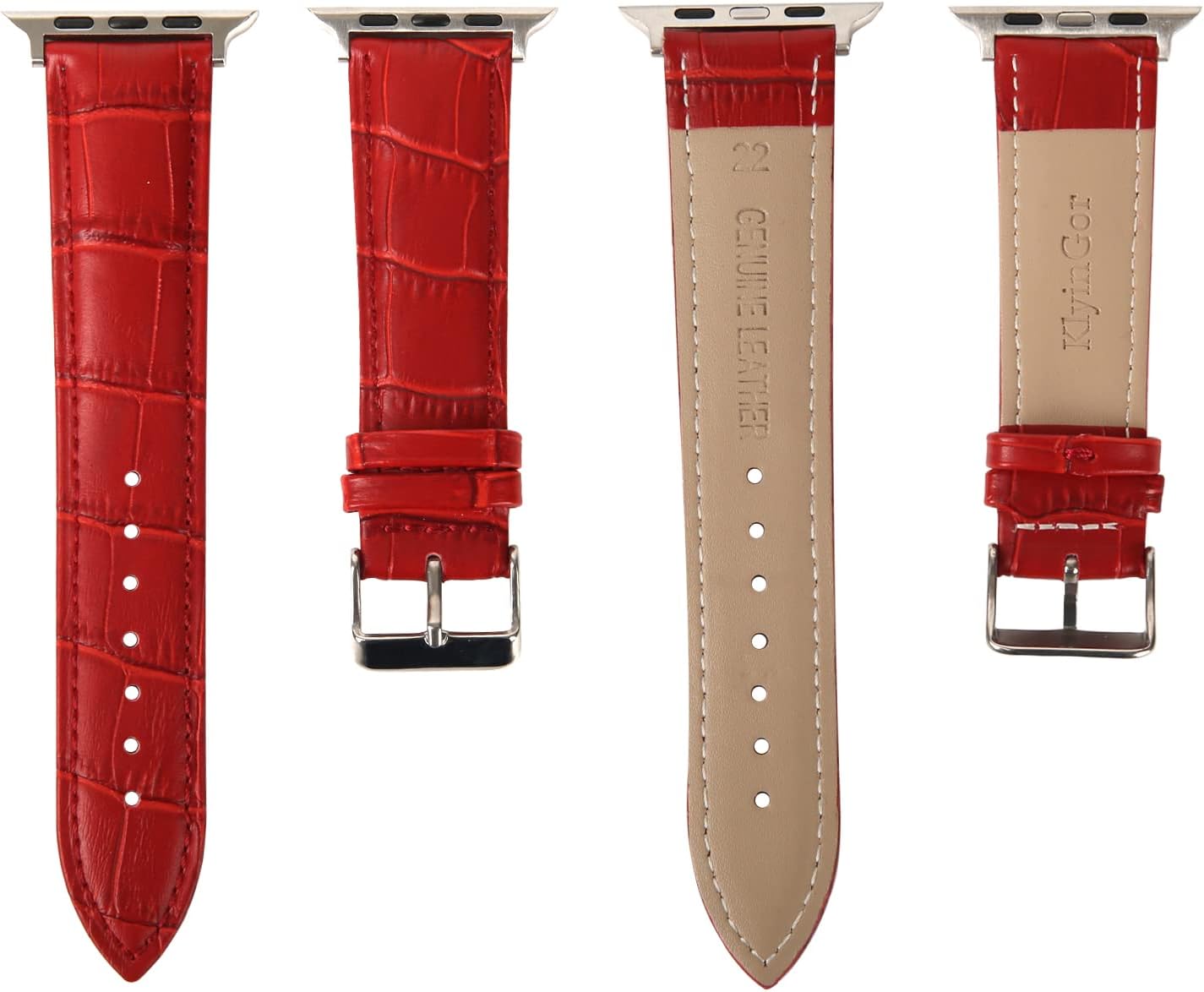 Leather Watch Band Compatible for Apple Watch Bands 45mm 44mm 42mm 41mm 40mm 38mm, Alligator Leather Replacement Strap Wristband Compatible with iWatch Series 9 8 7 6 5 4 3 2 1 SE Ultra