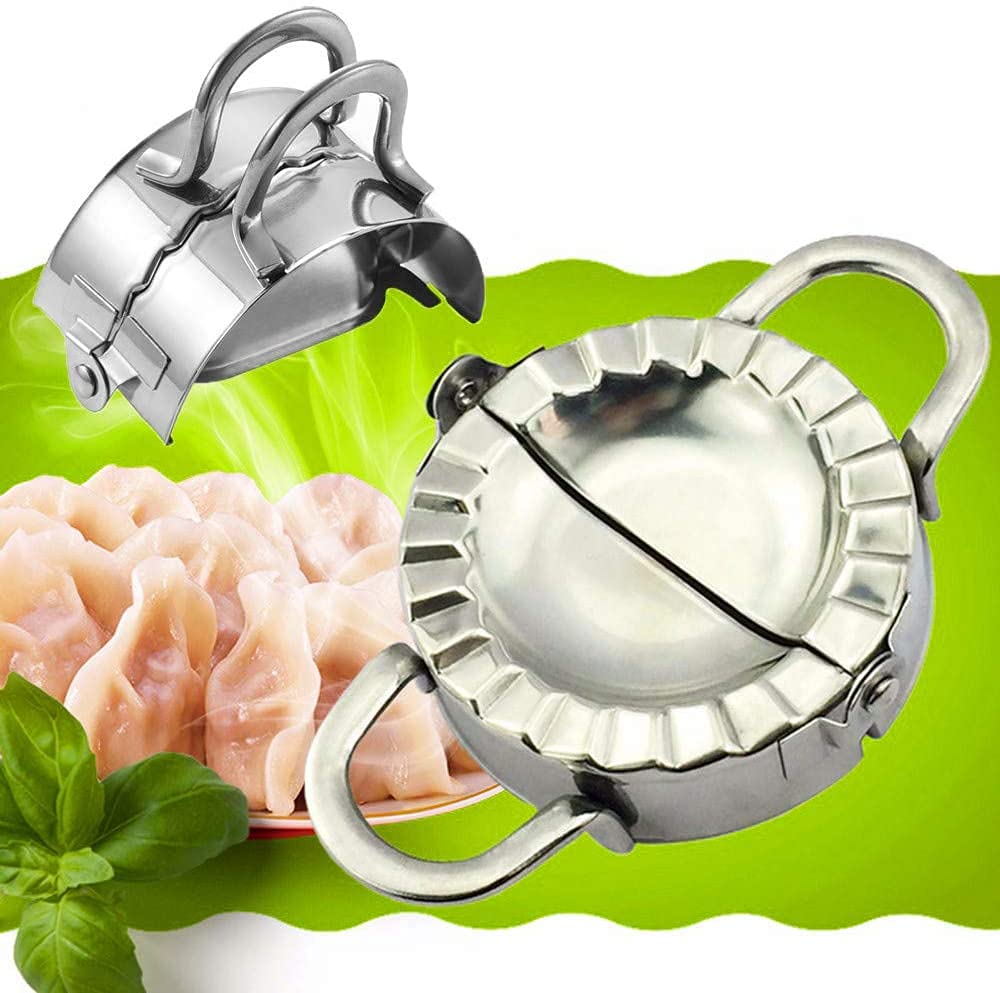 SVS ONLINE Stainless Steel Dumpling Maker Dough Press Mould Wrapper Cutter for Kitchen Making Tools Momos Ghughra Ravioli Samosa Wrappers Maker Machine Big Size Momos Maker (1 pc) 1
