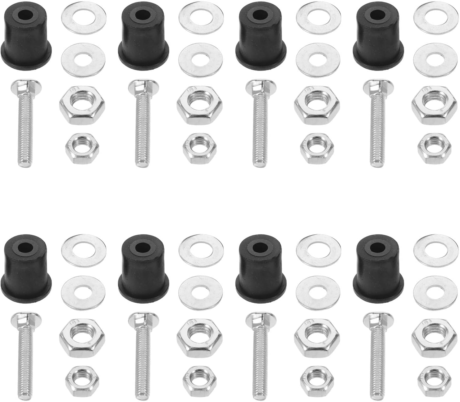 8 Sets Shampoo Bowl Tilt Mechanism Hardware Kit with Rubber Gaskets and Bolts - Replacement Parts for Tilting Bowls Shampoo Bed Repair Supplies Black