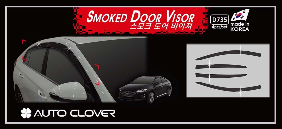 AUTOCLOVER Smoked Window Visor Sun Rain Vent Guard 4p for 2017~2019 Hyundai Ioniq Hybrid