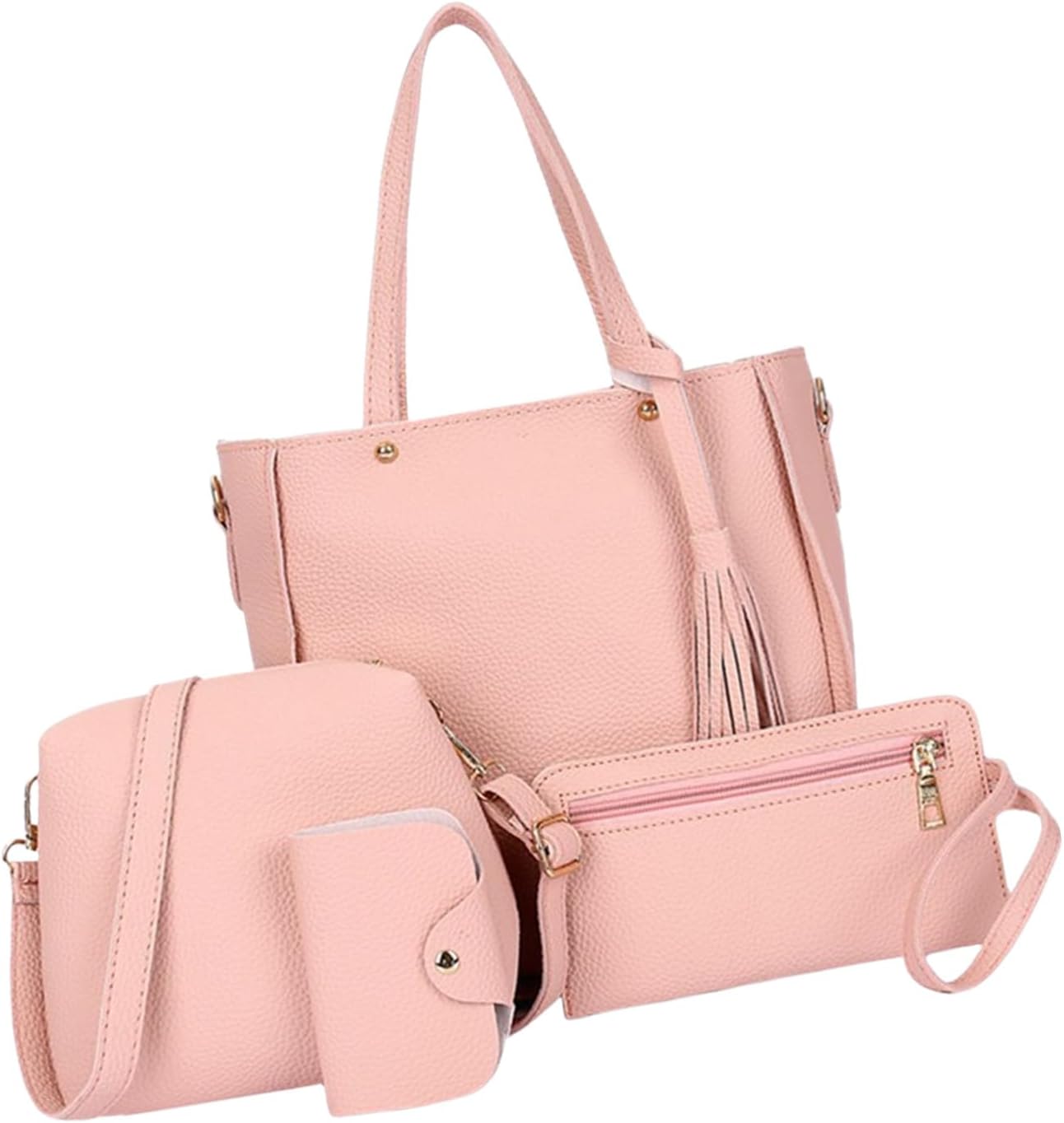 Stylish 4Pcs PU Leather Accessory Set for Women Crossbody and Shoulder Bags PU Leather Handbag Casual Card Holder Fashion Bag