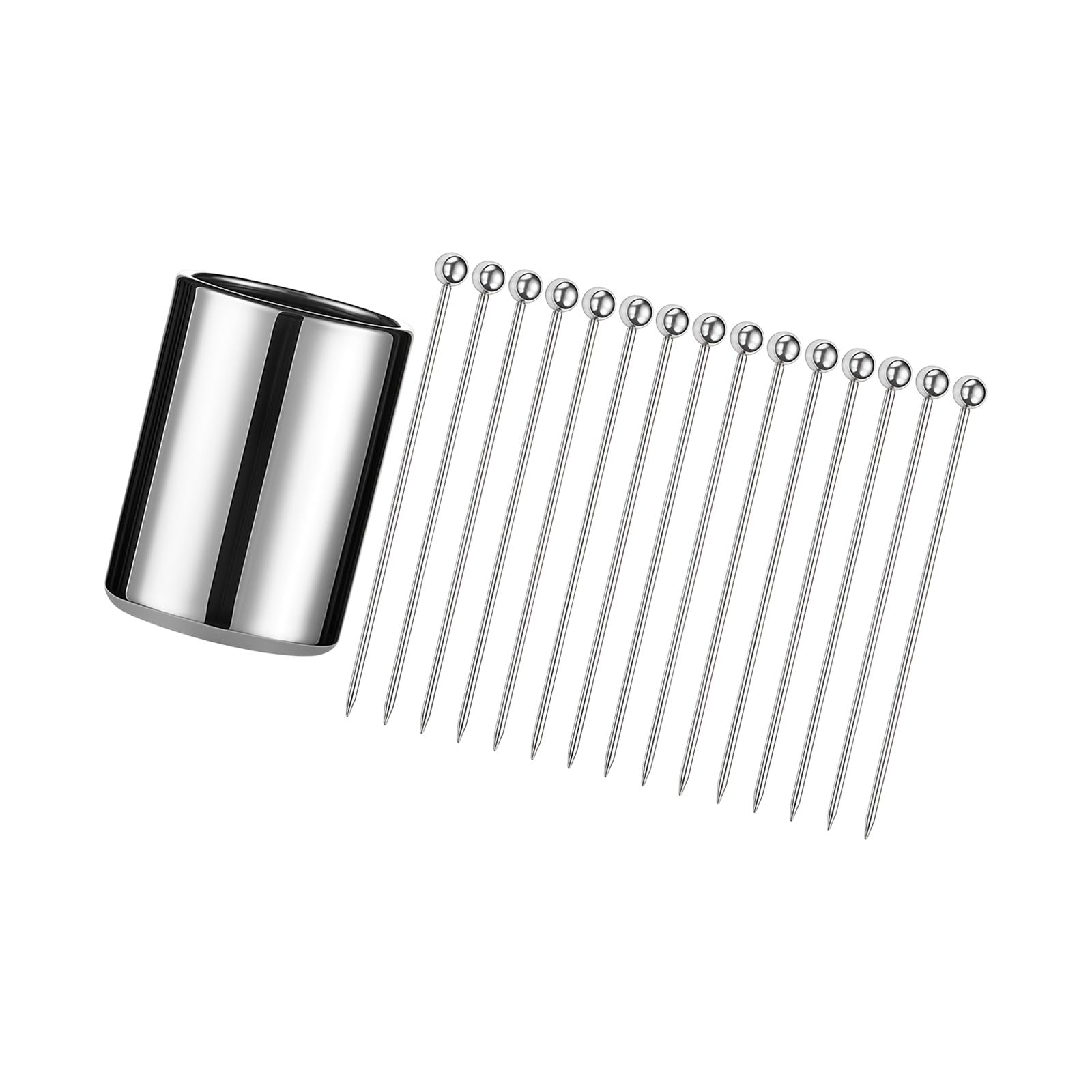 Zxfdsfdbnm Stainless Steel Toothpicks, Cocktail Skewers, Garnish Pick Bloody Skewers, Martinis Pick for Appetizers Fruit Metal Cocktail Picks 15Pack+Holder Set Stainless Steel Toothpicks