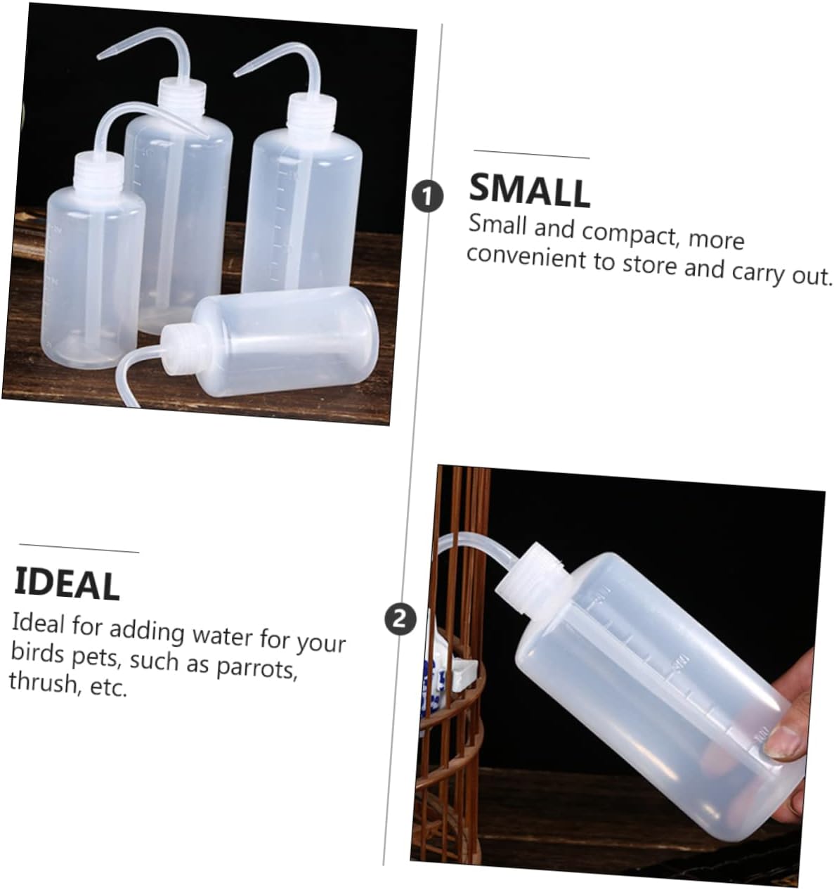 balacoo 4pcs Plastic Water Bottle for Bird Cages Water Dispenser for Parrots Canaries and More Safe Easy to Use Capacity Bird Watering Supply