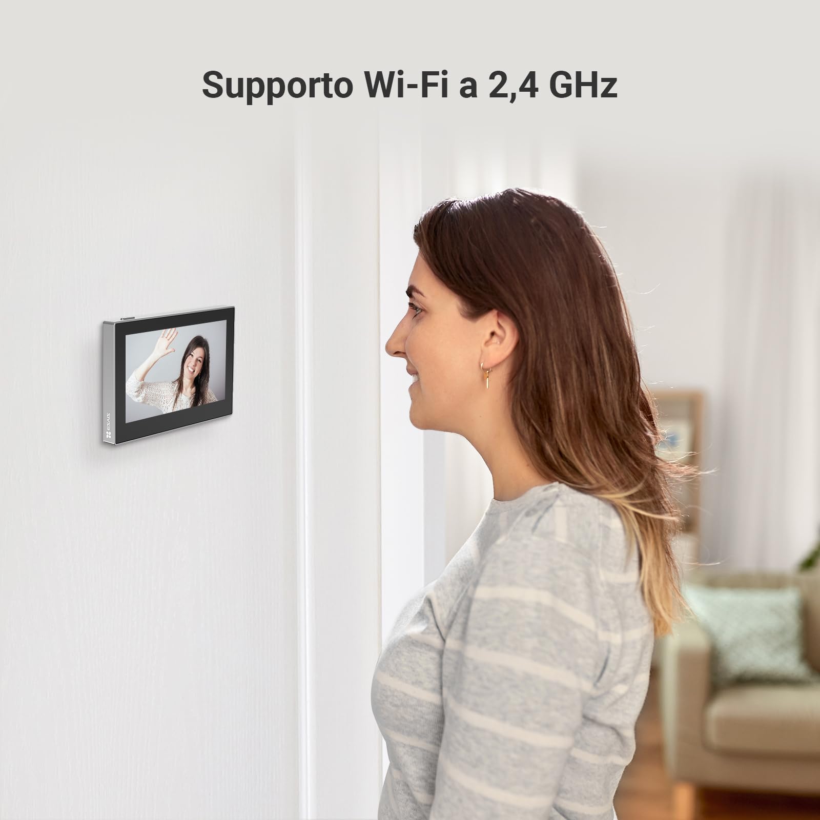 EZVIZ CP2 Spioncino Digitale a Batteria 1080P con Schermo a Colori da 4,3", Visione Grandangolare a 146°, Batteria Ricaricabile da 2200 mAh, WiFi 2.4 GHz, NO Rilevamento di Movimento, Colore Argento