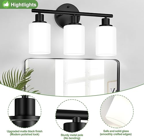 Miniatura 89 de Lámpara de baño de 3 luces doradas, moderna lámpara de tocador de baño con pantalla de vidrio transparente, luces de montaje en pared de baño de oro