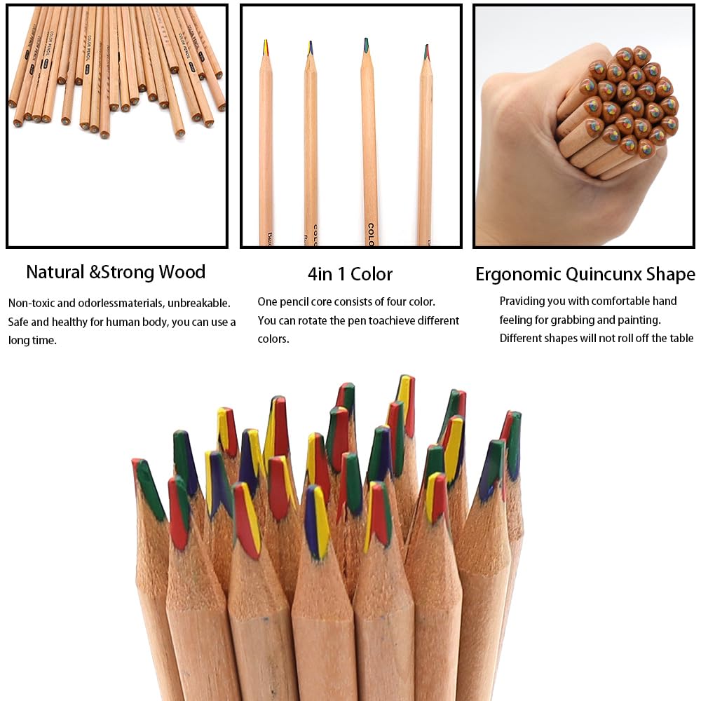 Led Pencils 24 Pieces Rainbow Colored Pencils 4-in-1 With Sharpener ...