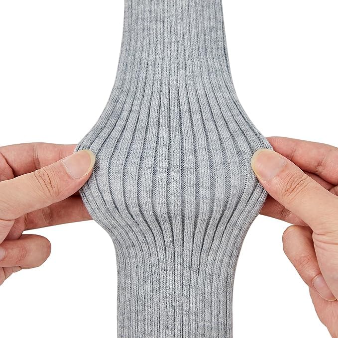 Image of YUANQIAN Women Winter Extra Soft Long Legwarmer Warmer Knitted Stirrup Leg Warmers for Yoga Ballet Dance (Grey-1pair no hole)