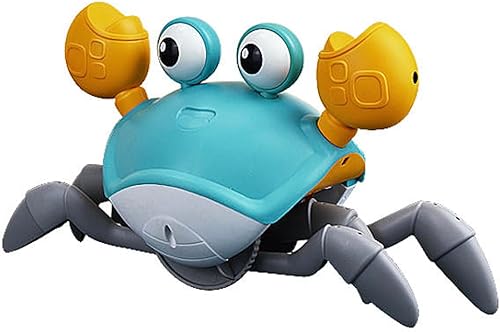 BonBon Kids Juguete de cangrejo para gatear, juguete de cangrejo para bebés y niños pequeños para el tiempo boca abajo (azul)