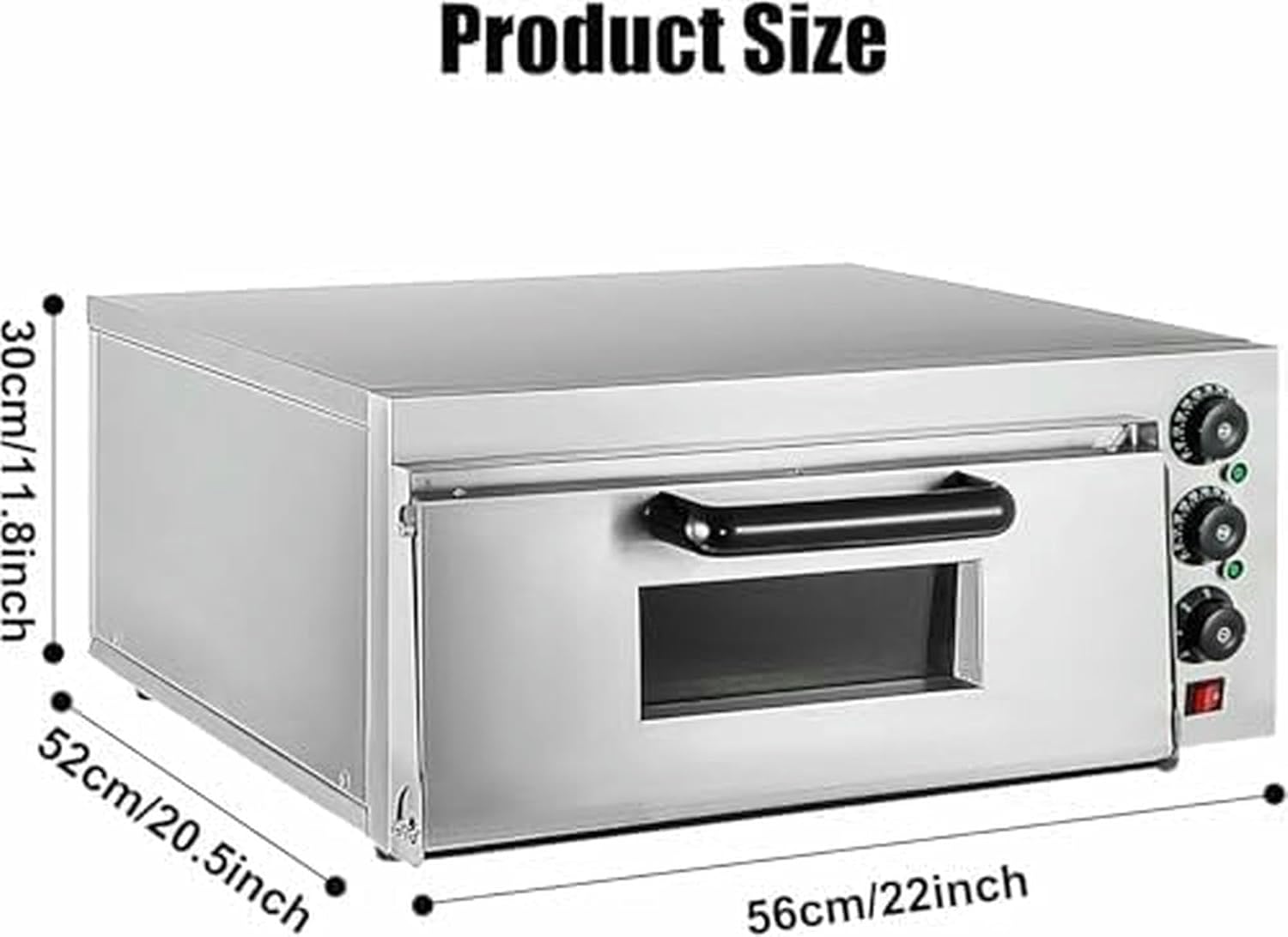 Electric Pizza Oven for Restaurant and Home, Stainless Steel Interior Pizza Toaster, Single Drawer Commercial Cooking Oven