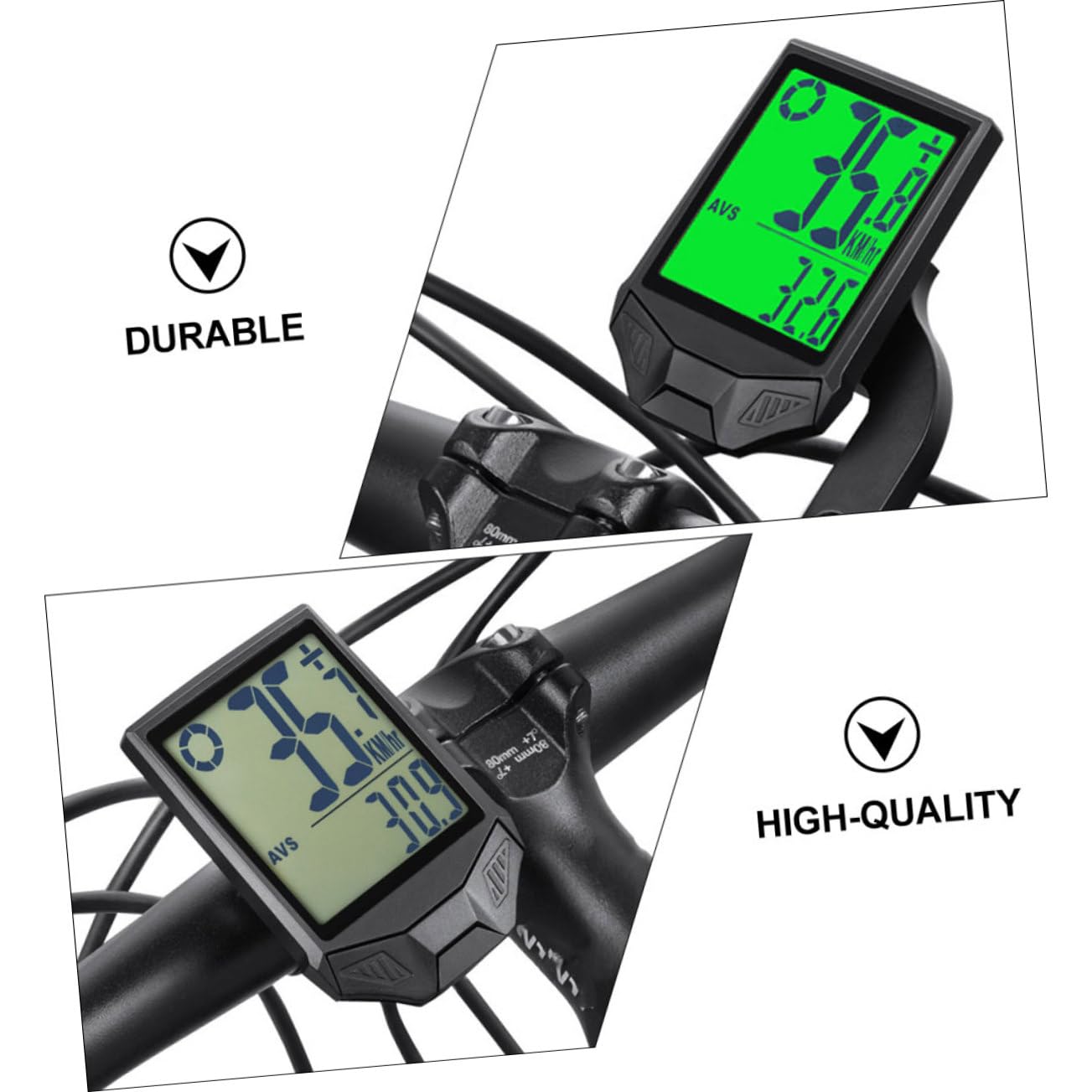 Computer Ciclismo per Bici Nero, Display in Acrilico e Abs