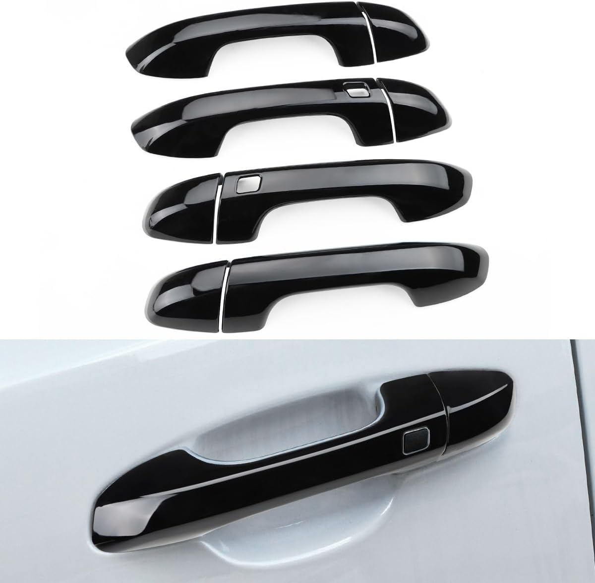 Exterior Door Handle Cover Compatible for Kia Sportage 2017 2018 2019 2020 2021 2022 Accessories Door Handle Protector Trim with 2 Sensors Openings Golssy Black