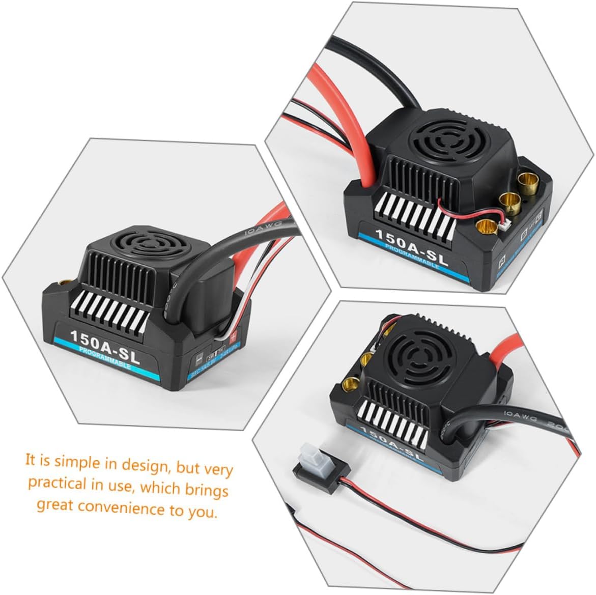 HEMOTON 150a Rc Electronic Speed Controller High Performance Stable Reliable for Remote Control Cars with Multiple Protection Features