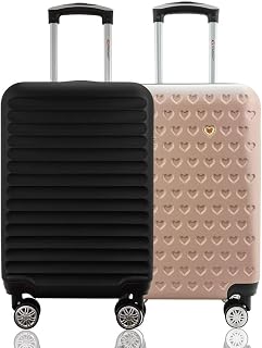 Kit Duas Malas De Bordo Rígidas 360º - Gladiador B1C1 (Preto e Rose Gold)