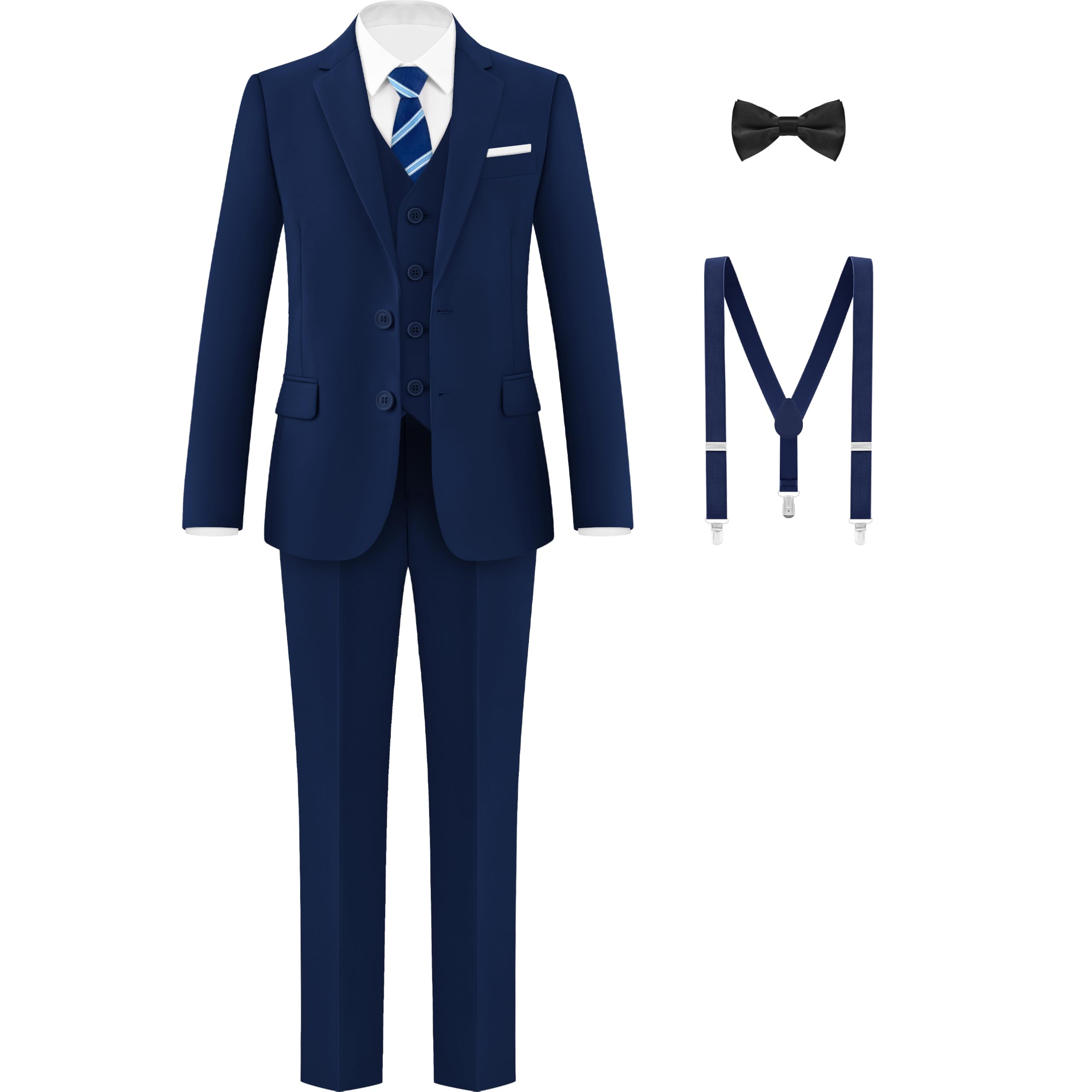 Boys Formal Suits Set with Suspenders