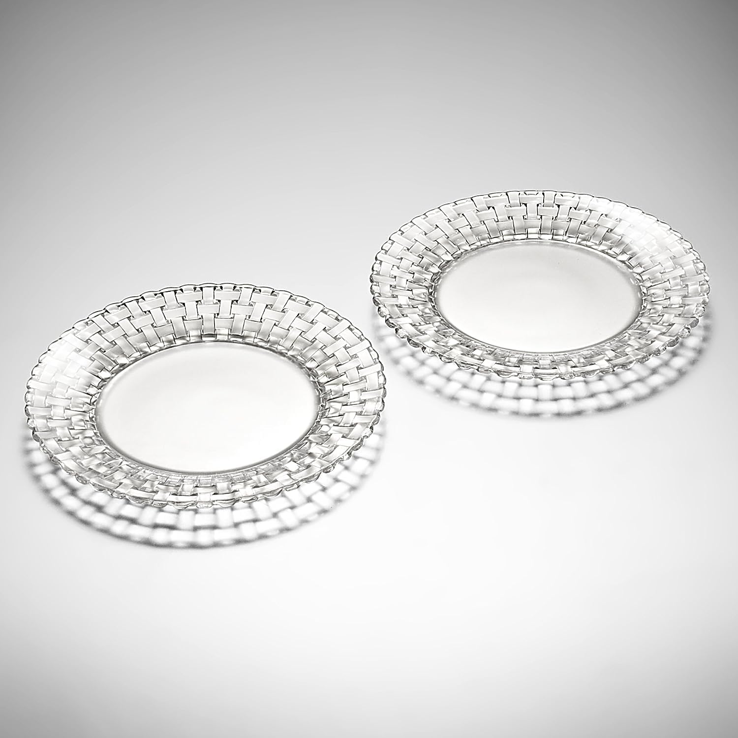 Nachtmann Bossa Nova Collection Set of 2 Dinner plates | Crystal Glass Salad, Pasta, and Appetizer Plates 10.5 Inch Clear Dinnerware | Dishwasher Safe