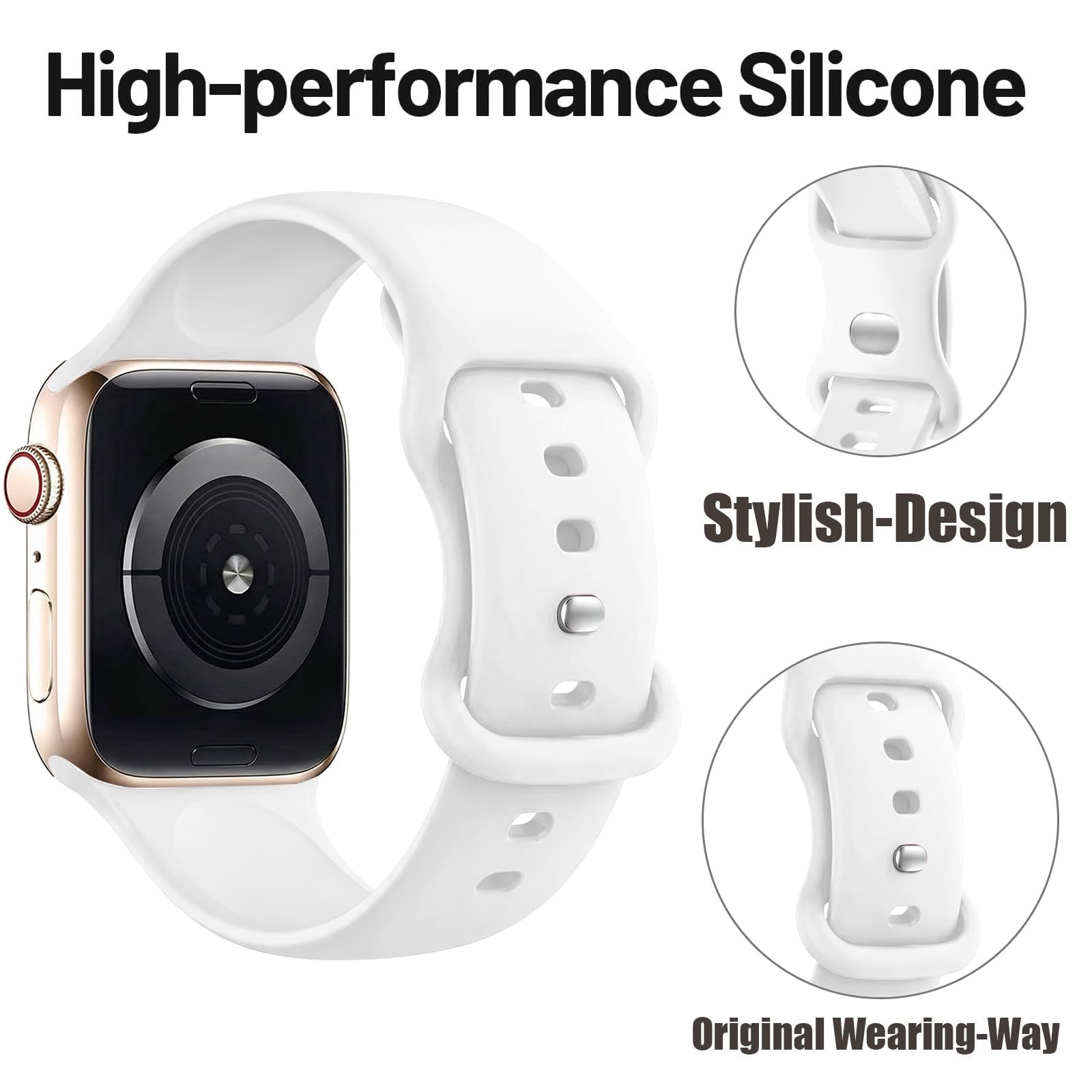 Sport Strap Compatible with Apple Watch Straps 46mm 40mm 38mm 41mm 42mm 44mm 45mm, Silicone Strap Replacement for iWatch Bands Series 11 10 9 8 7 6 5 4 SE 3 2 1 Women Men — view 2